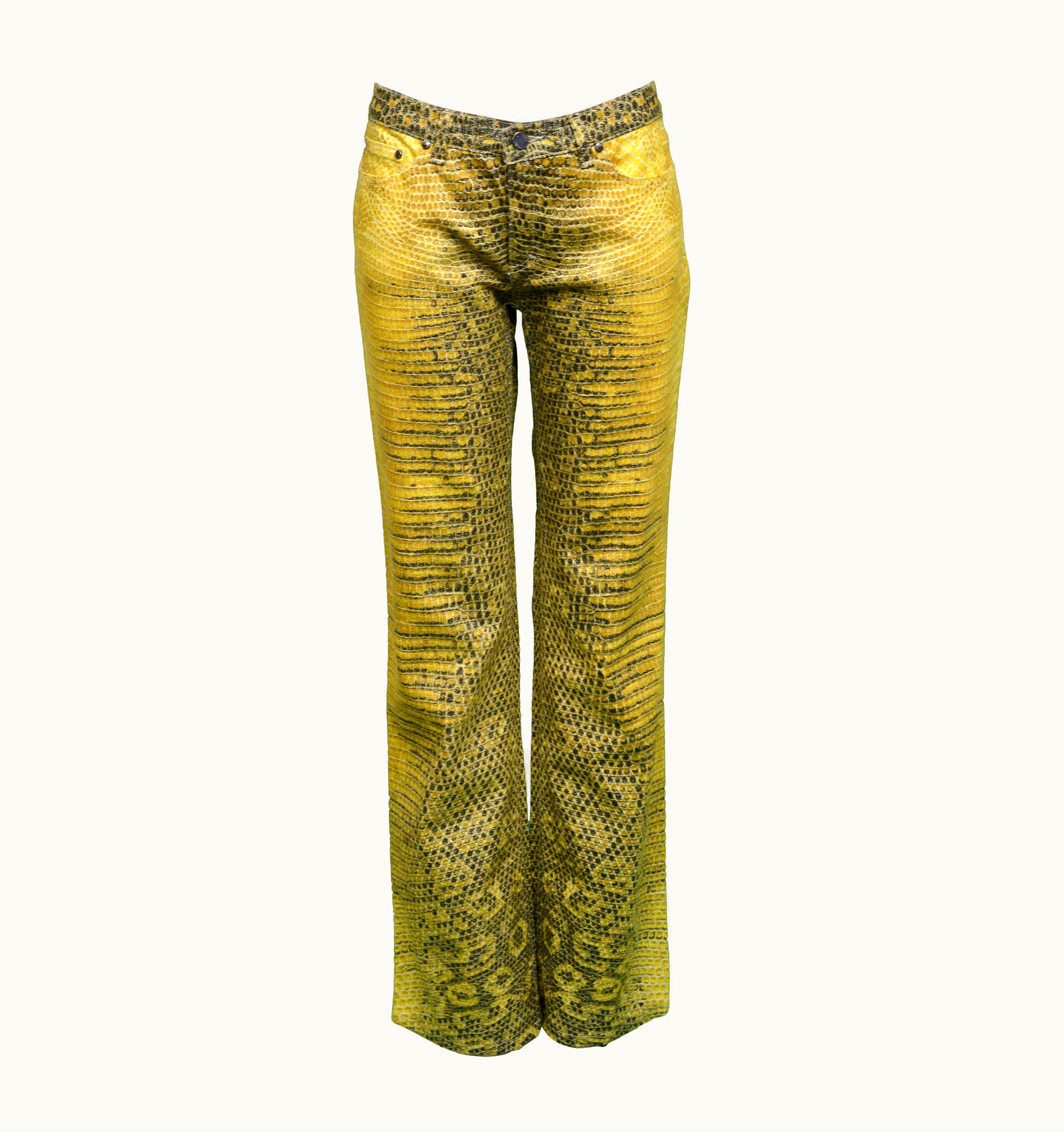 Roberto Cavalli Roberto Cavalli Yellow Snakeskin Pants