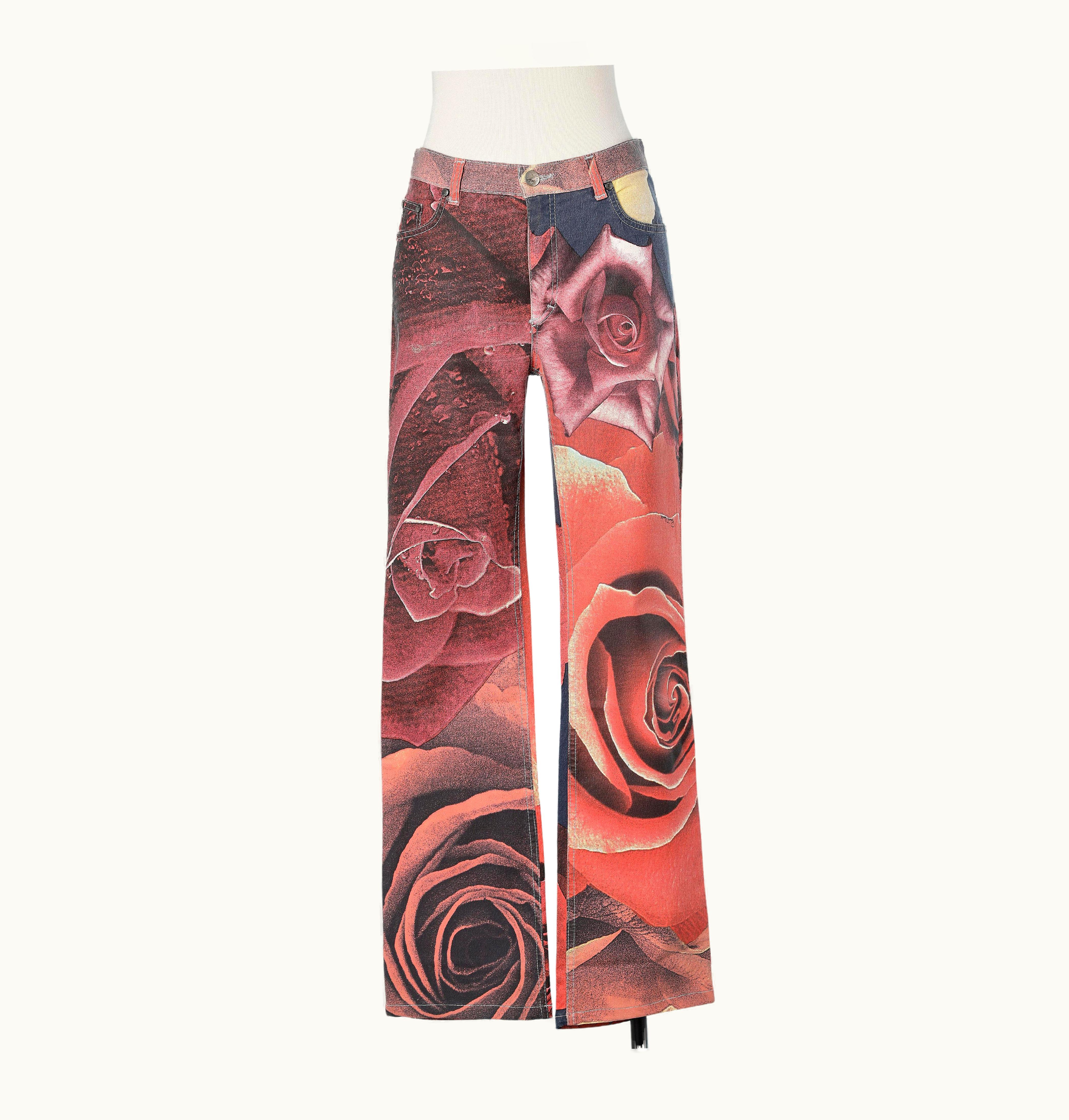 Roberto Cavalli Roses Printed Jean Roberto Cavalli