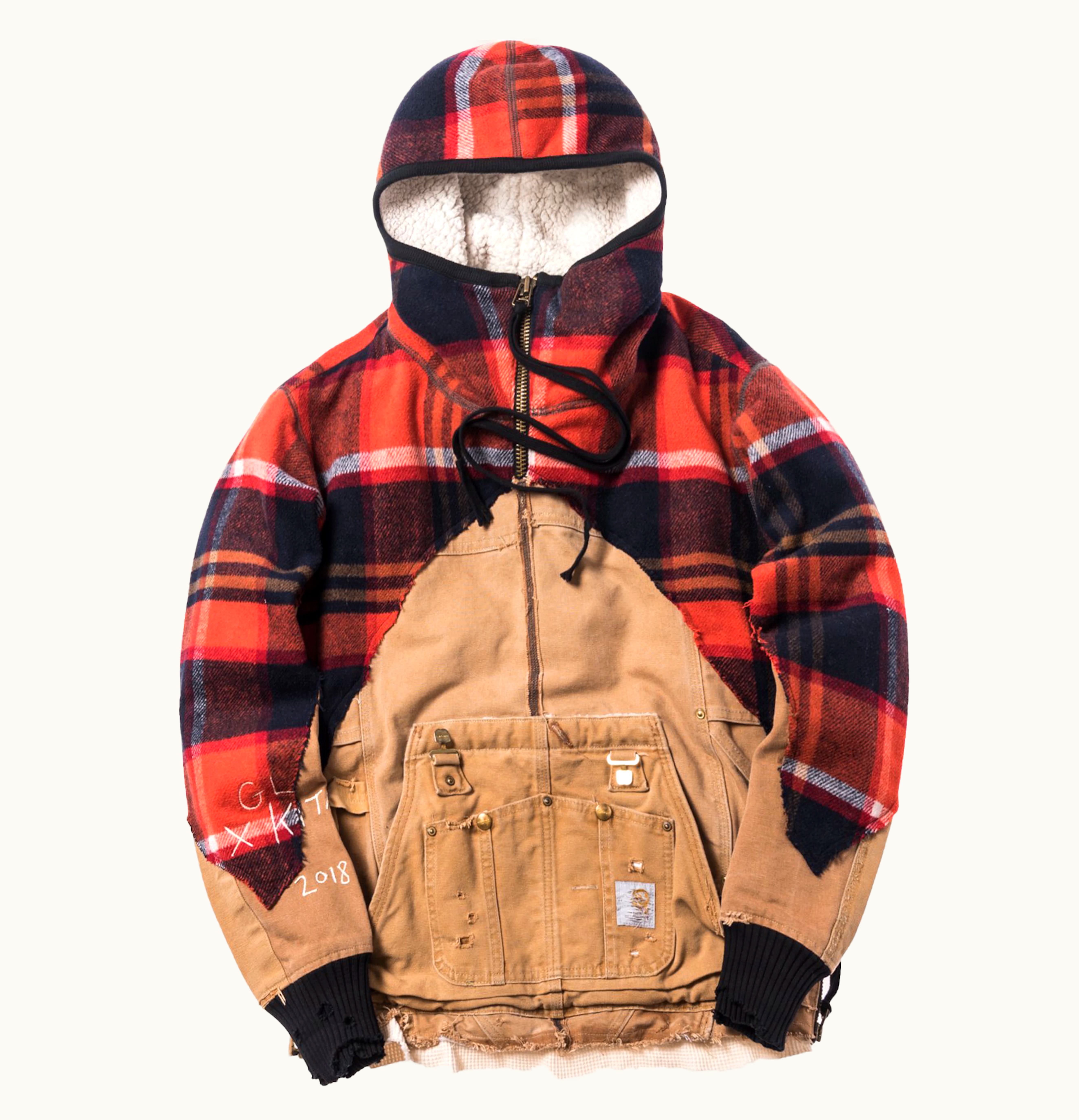 Kith Kith x Greg Lauren High Tech Zip Neck Hoodie Red Black Tan