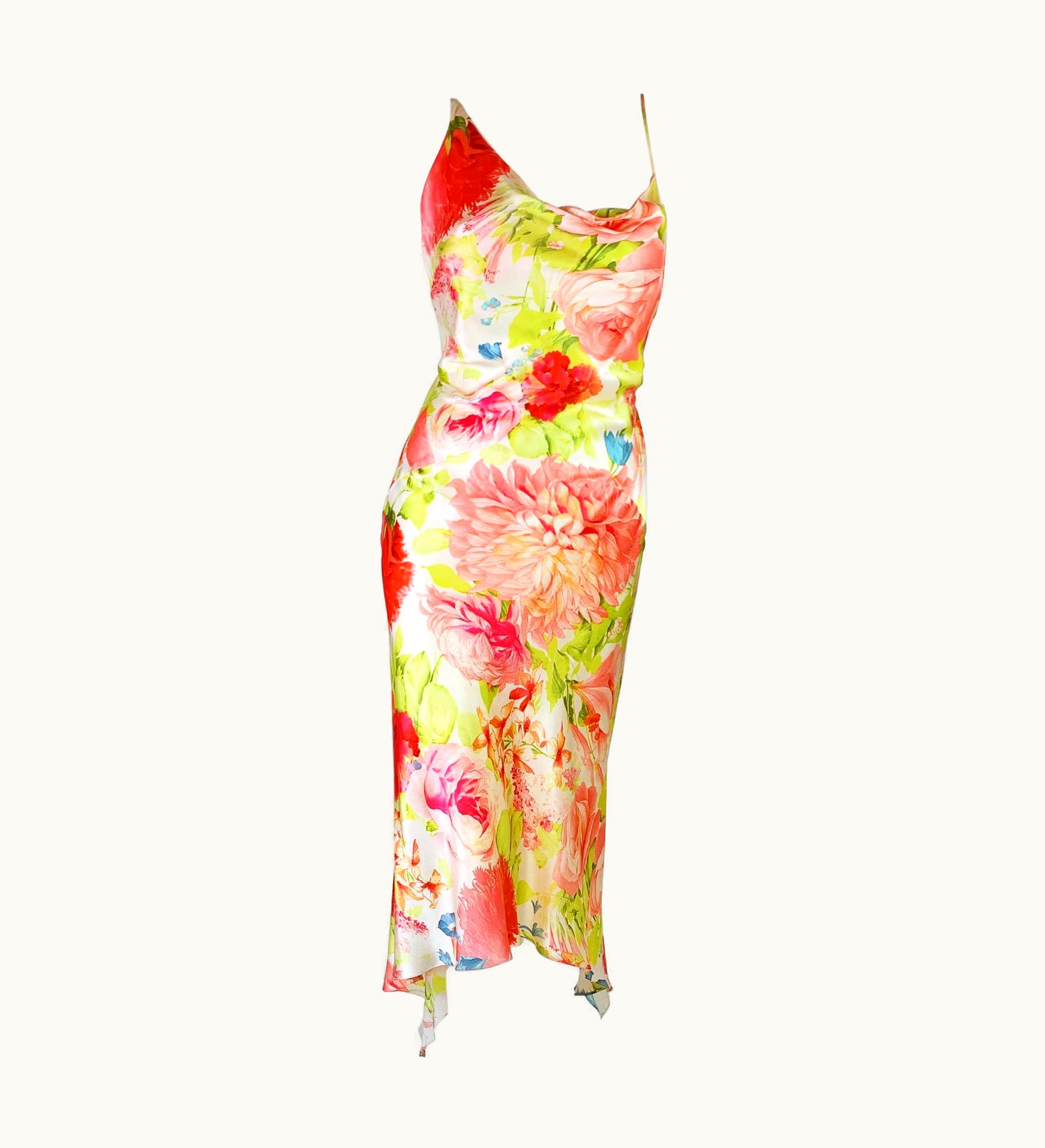 Roberto Cavalli Roberto Cavalli Spring 2000 Floral Silk Dress