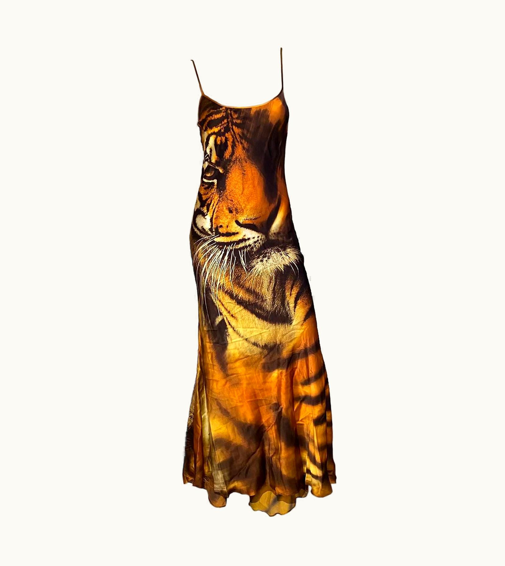 Roberto Cavalli Roberto Cavalli AW 2000 Tiger Print Runway Dress