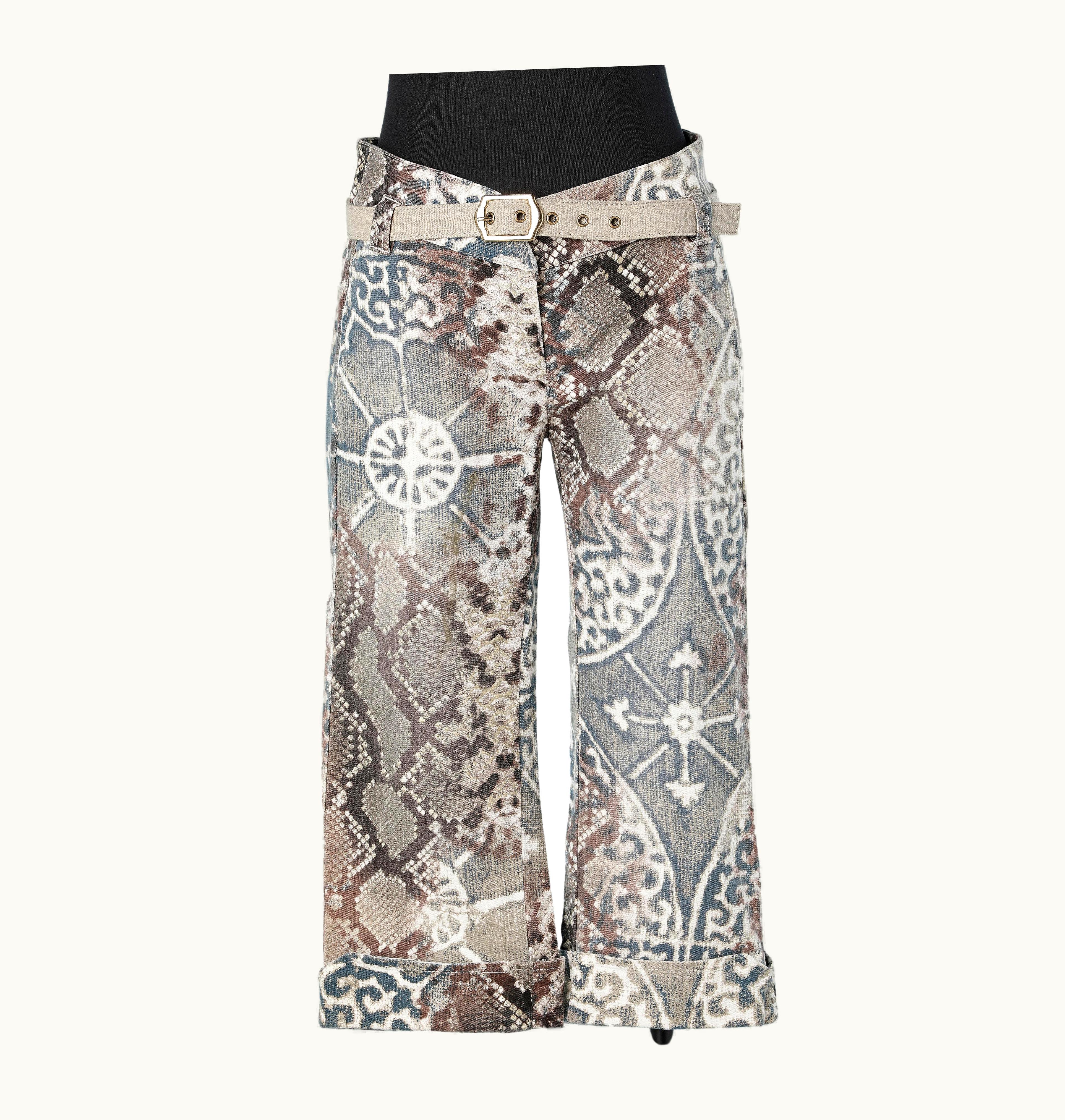 Just Cavalli Short Printed Cotton Jean With Belt Just Cavalli
