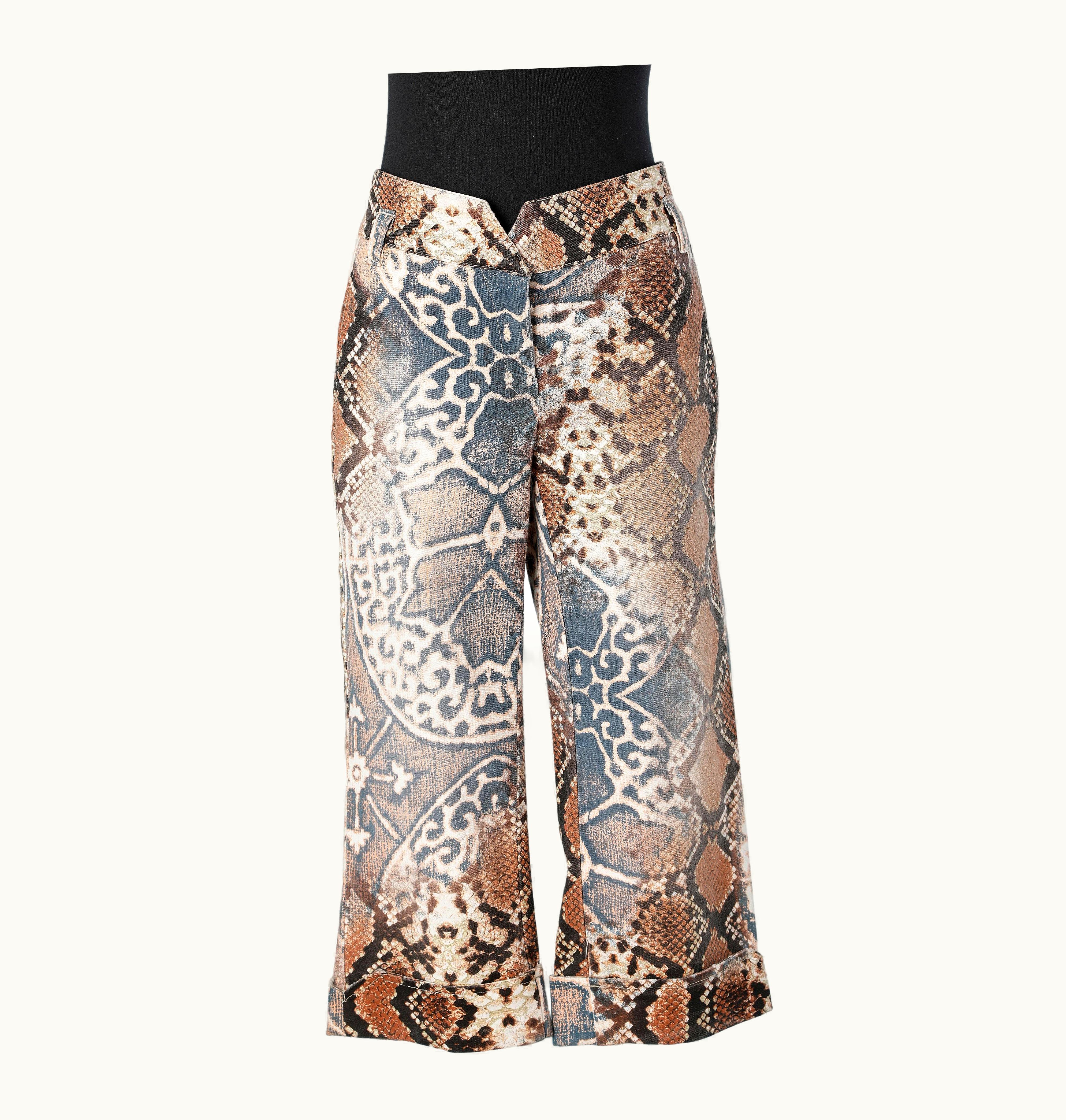 Just Cavalli Short Pant With Abstract And Python Printed Just Cavalli
