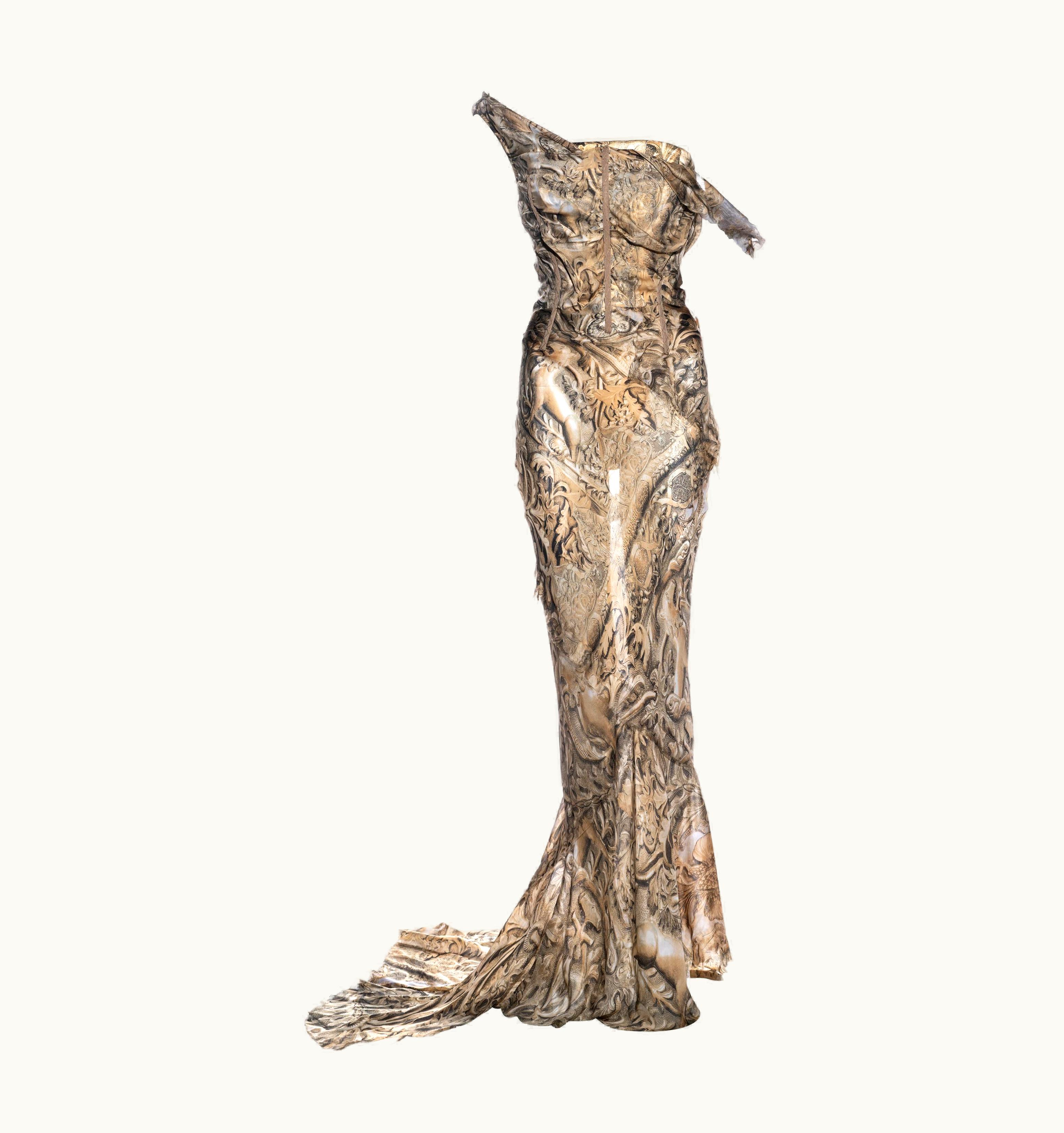 Roberto Cavalli Roberto Cavalli Printed Silk Corseted Trained Evening Dress, AW 2001