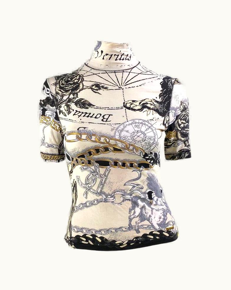 Roberto Cavalli 2003 Roberto Cavalli Horoscope Astrological Turtleneck T-Shirt