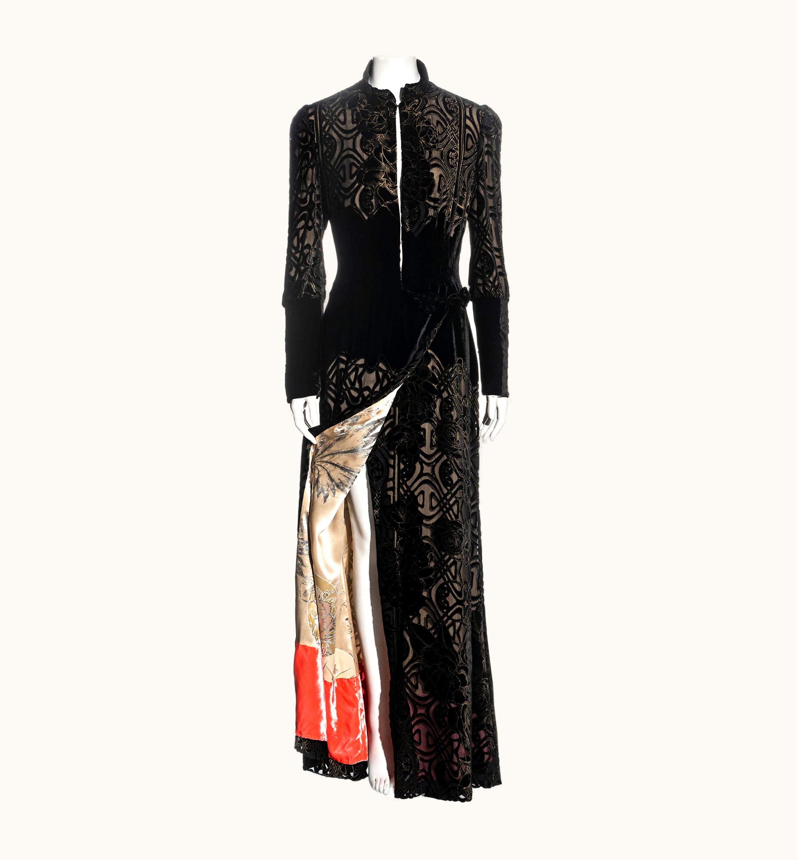 Roberto Cavalli Roberto Cavalli Black And Gold Silk Velvet Evening Dress, AW 2006