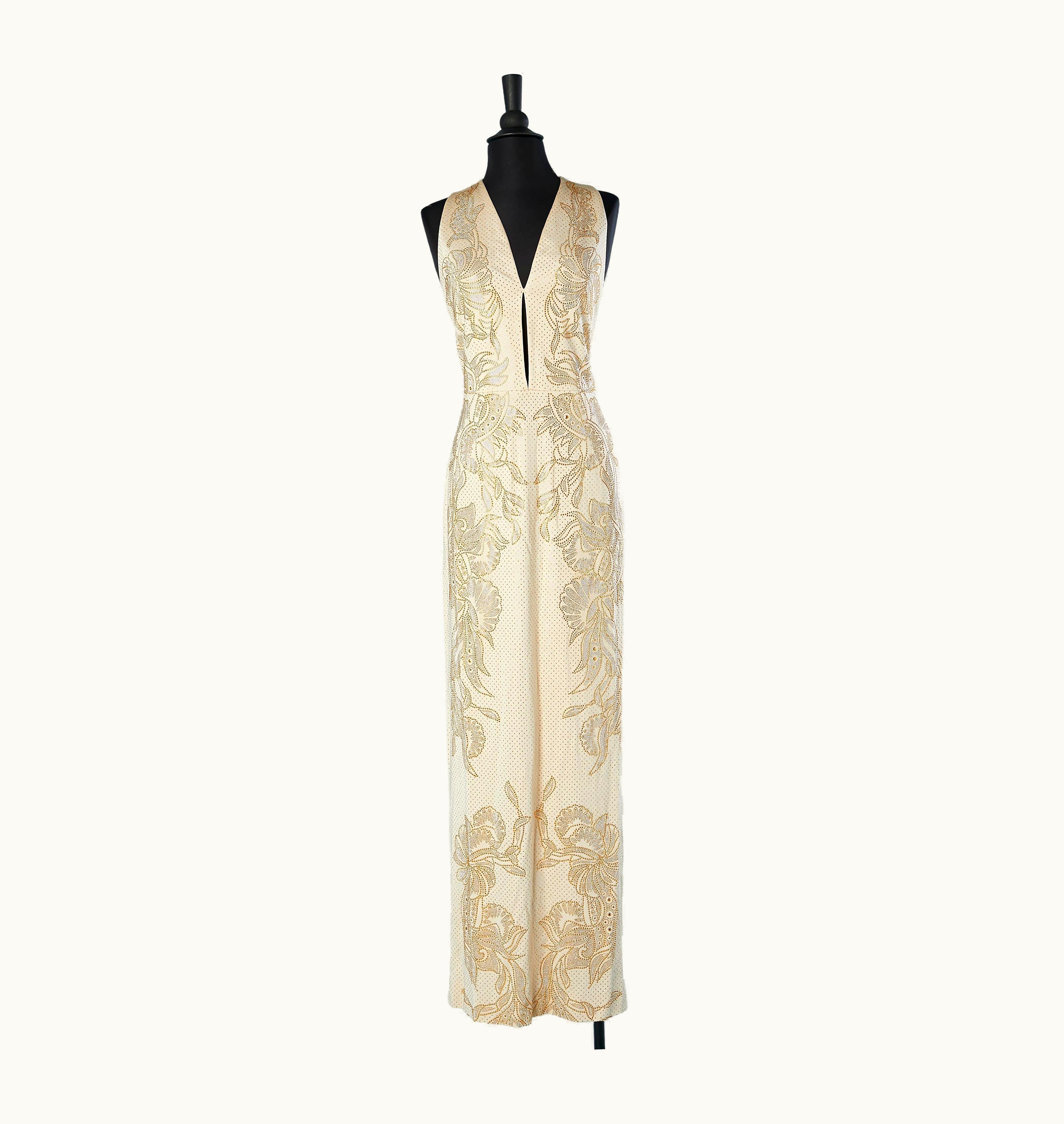 Just Cavalli Champagne Rayon Evening Dress Covered Of Studs Just Cavalli