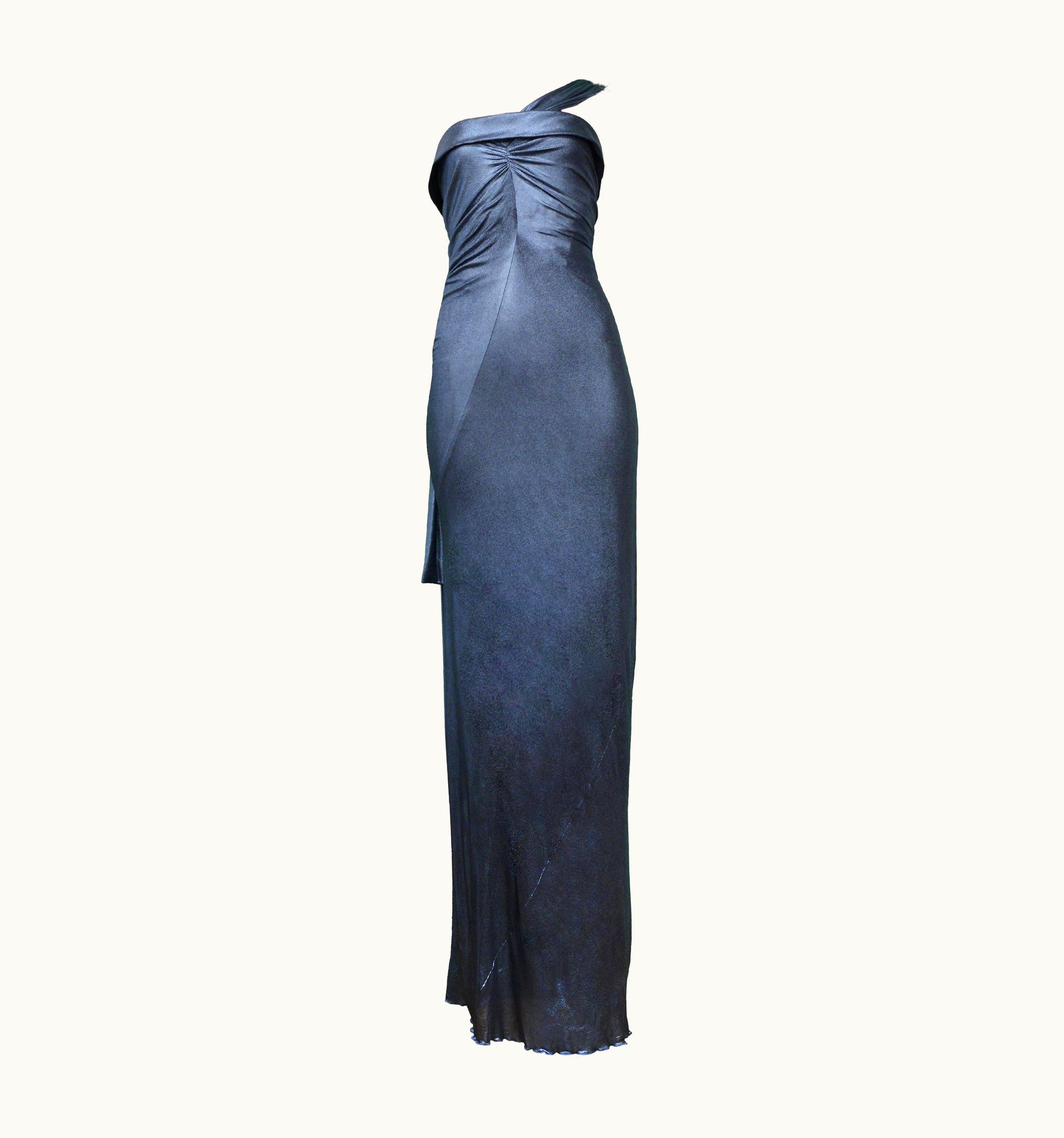 Roberto Cavalli Gorgeous Roberto Cavalli Blue Metallic Braid Runway Gown 2007