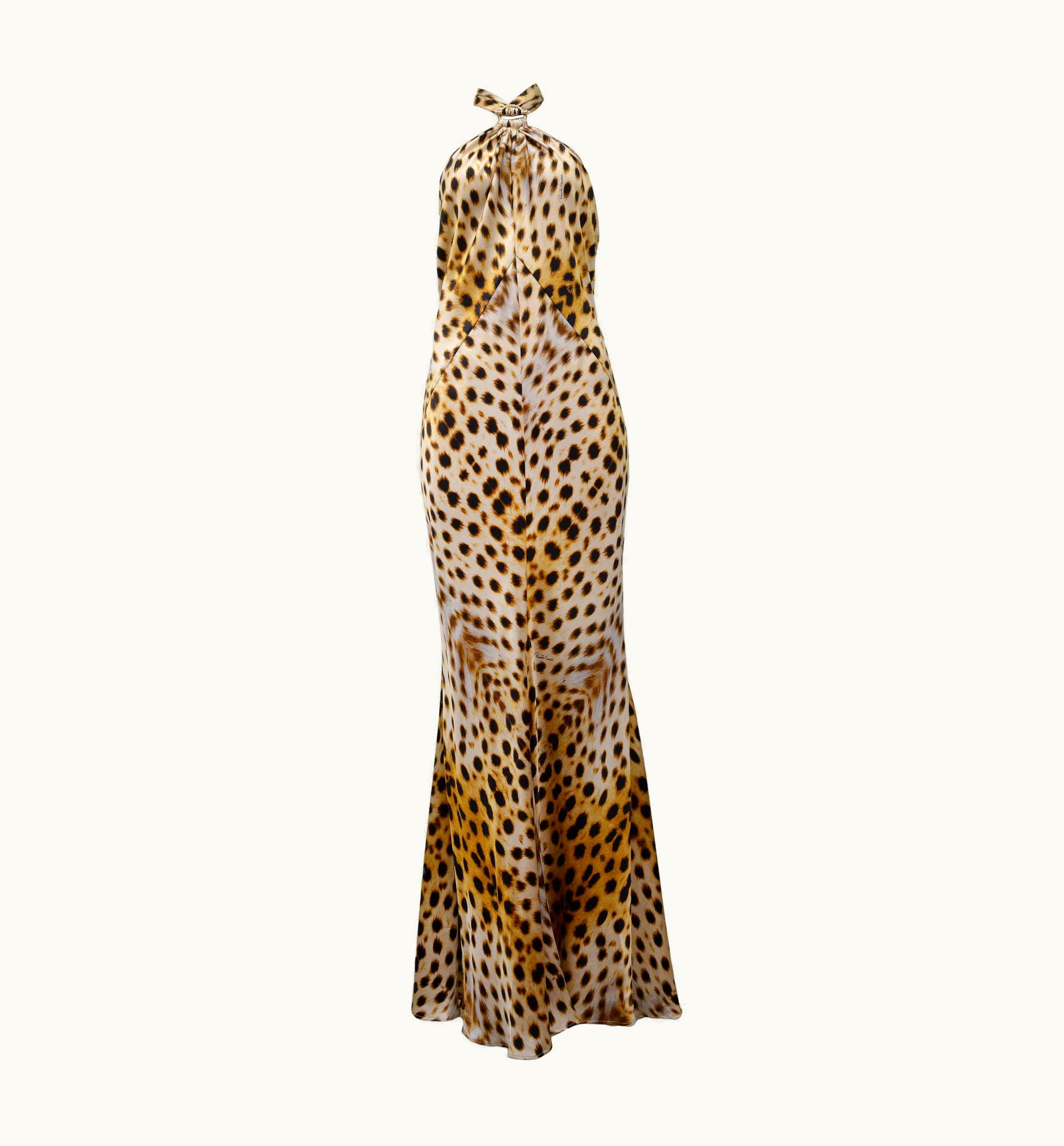 Roberto Cavalli Roberto Cavalli Leopard Halter Gown With Gold Hardware 2007