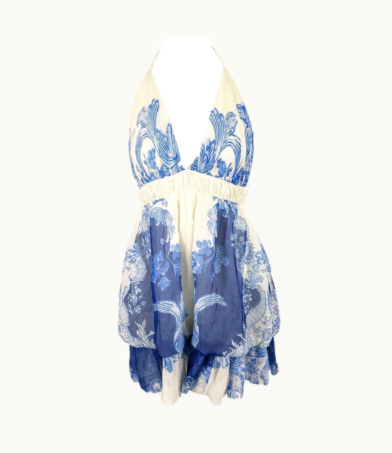 Roberto Cavalli Roberto Cavalli Sexy Silk Bubble Puffball Halter Neck Dress, Spring 2007