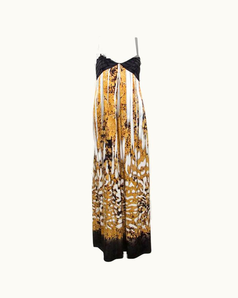 Just Cavalli Just Cavalli Multicolor Printed Silk Pleated Bodice Detail Maxi Dress