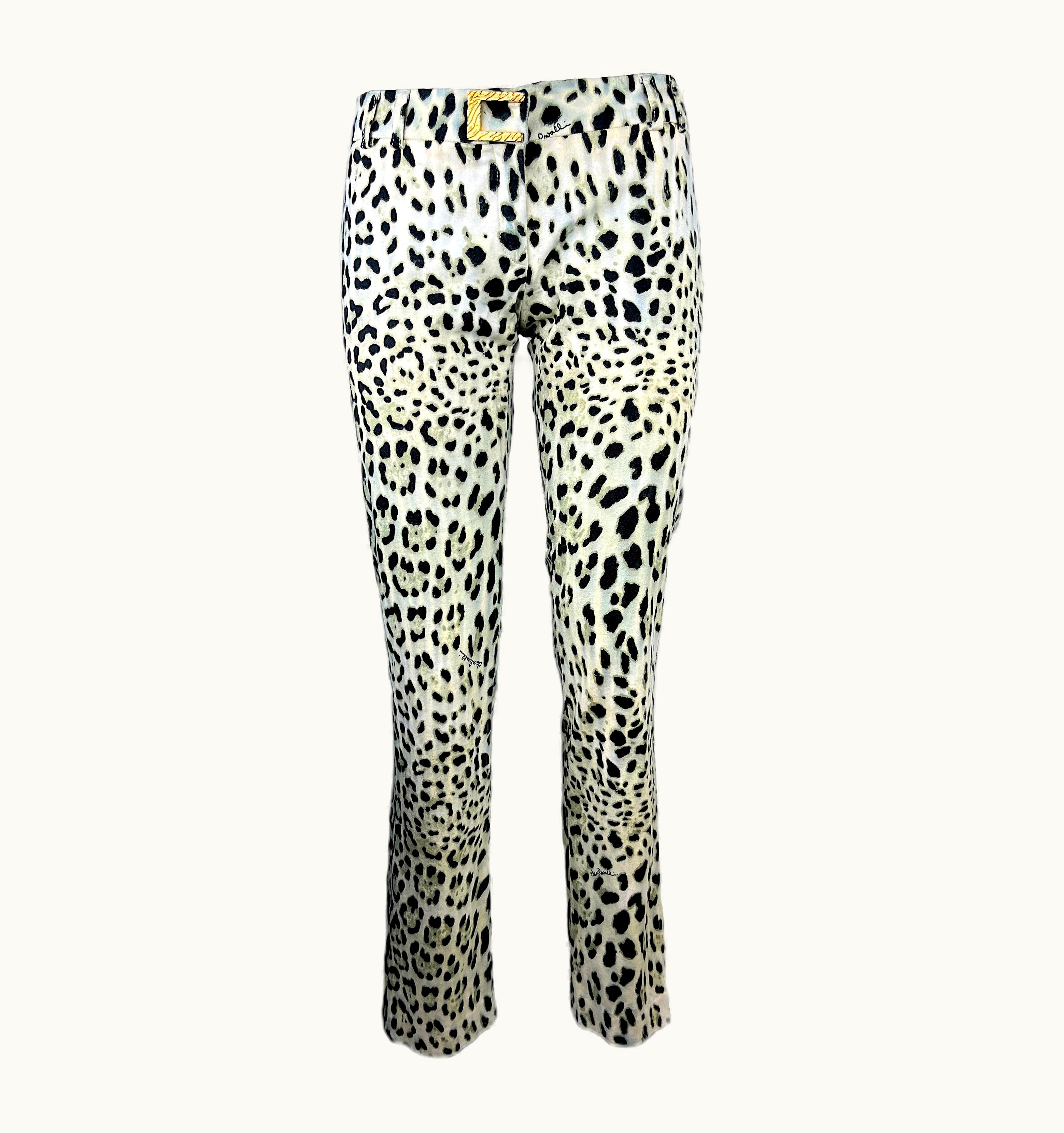 Roberto Cavalli Class Cavalli - 2011 Pants With Signed White Leopard Print us 38eu