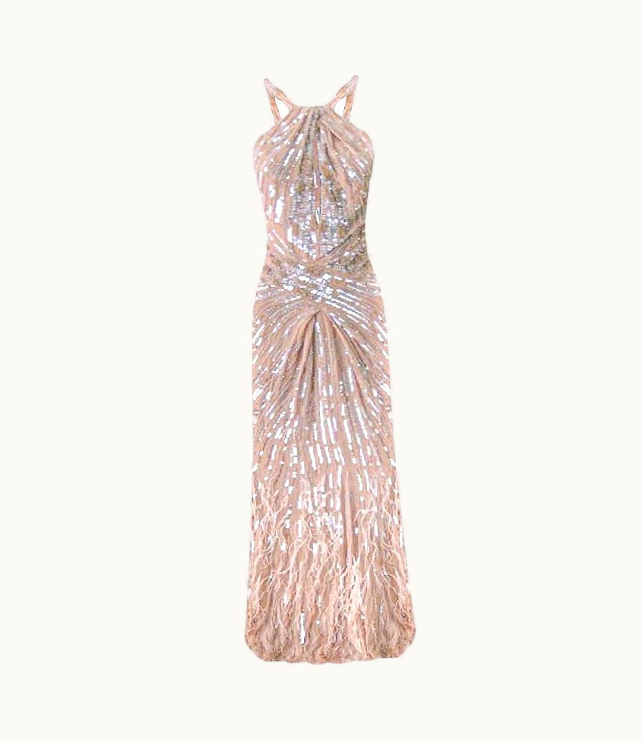 Roberto Cavalli Roberto Cavalli Sequin Gown With Feathers As Seen On Kylie Eu