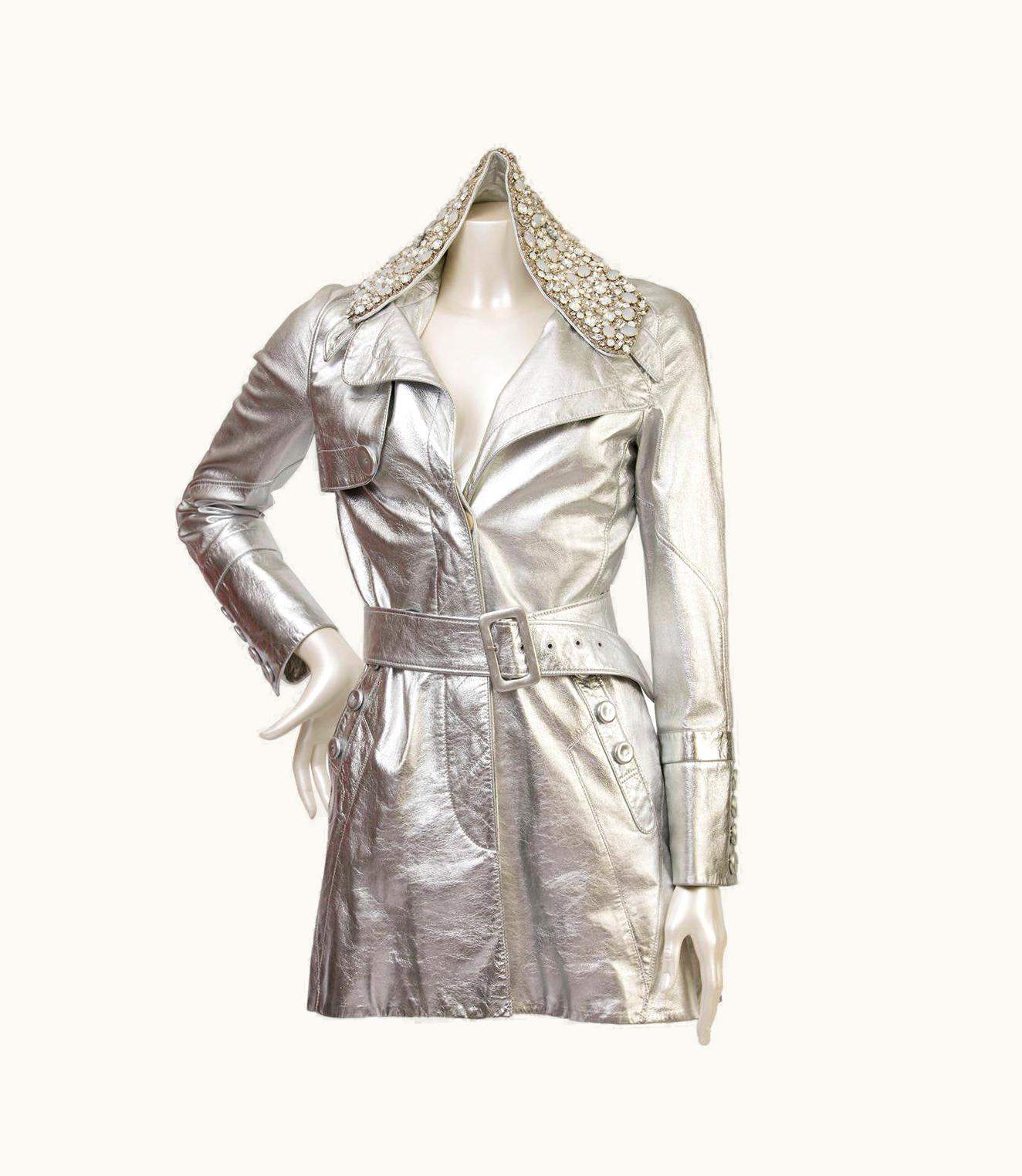 John Galliano 1990s John Galliano Silver Metallic Jacket With Swarovski