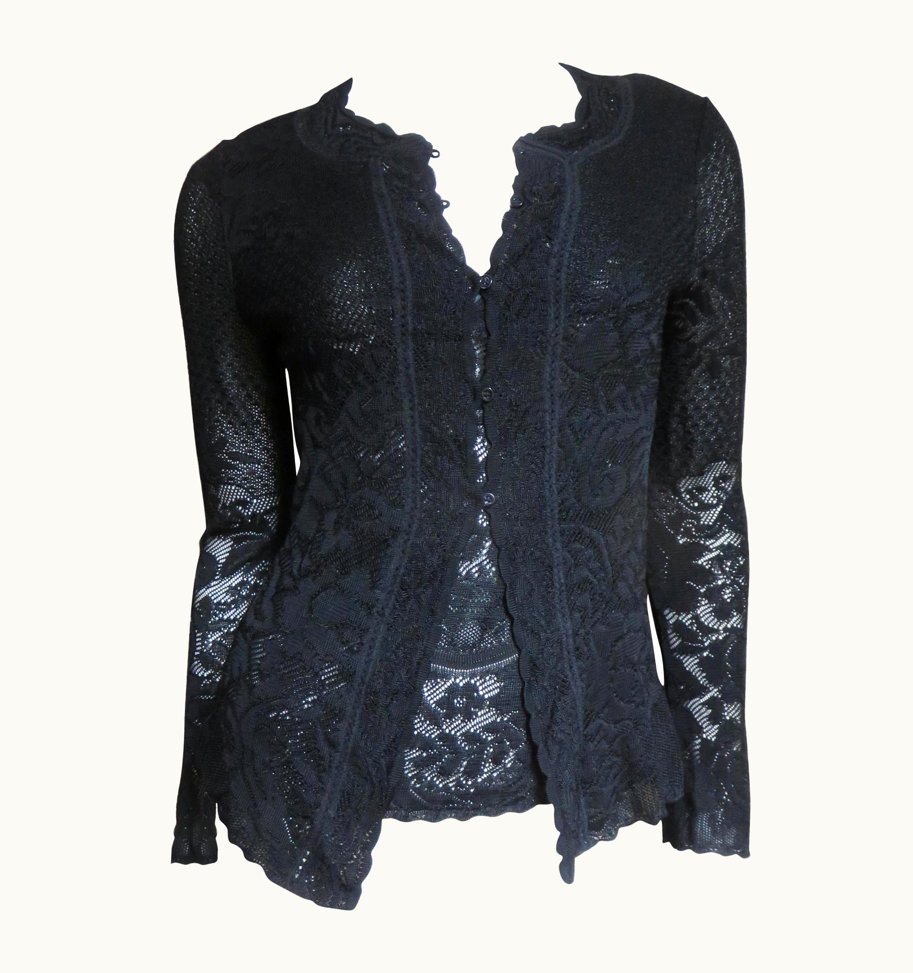 John Galliano John Galliano Knit Lace Cardigan And 2 Camisoles Set