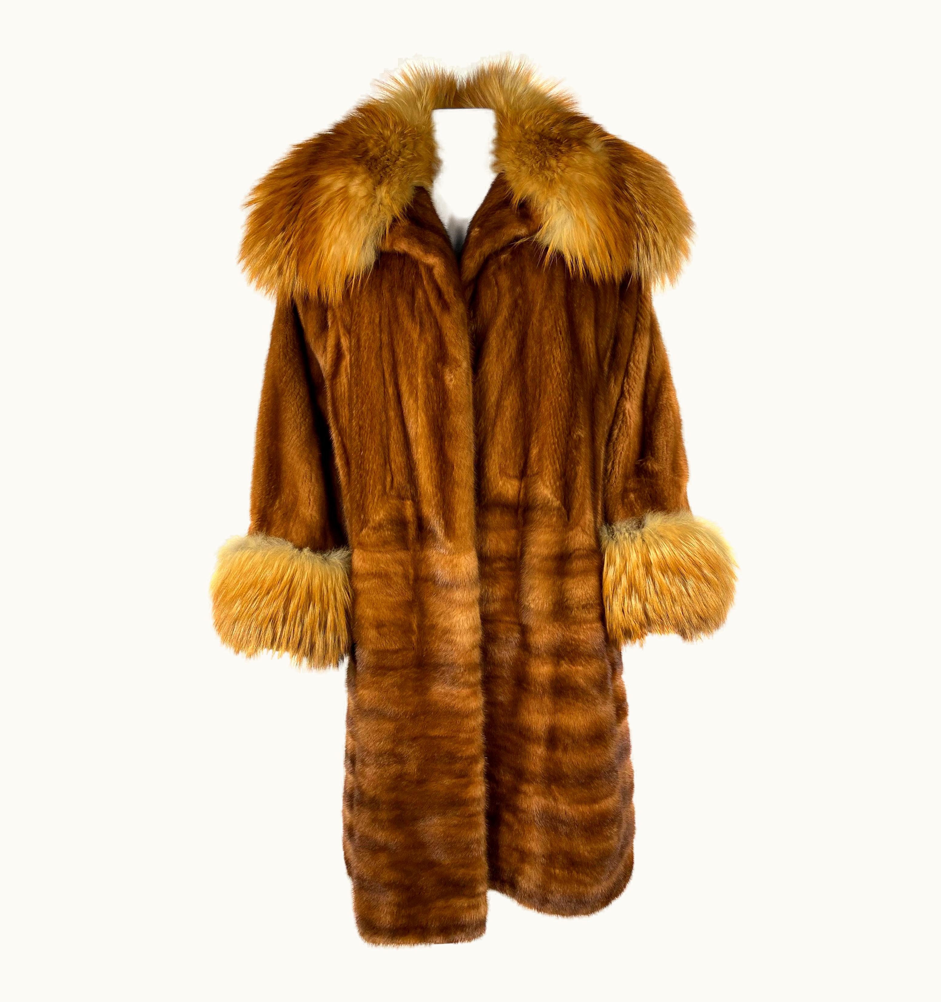 John Galliano Vintage John Galliano Paris Brown Mink Fur Midi Coat Jacket