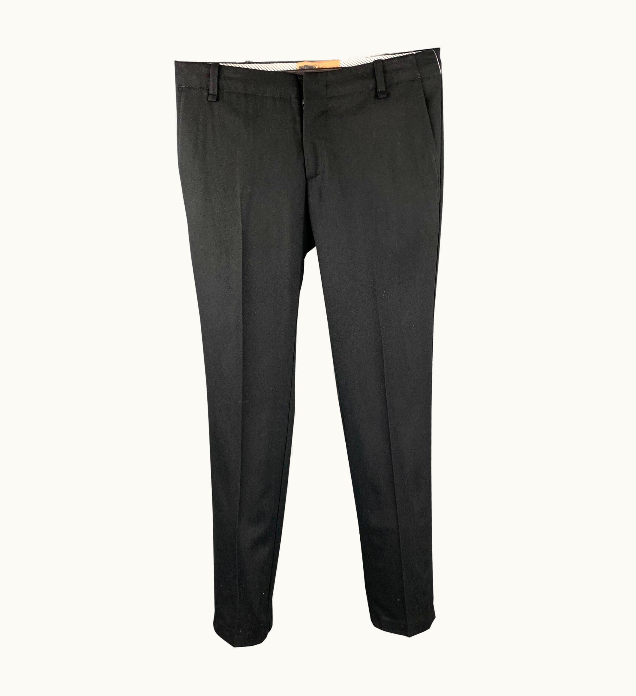 John Galliano John Galliano Black Wool Blend Zip Fly Dress Pants