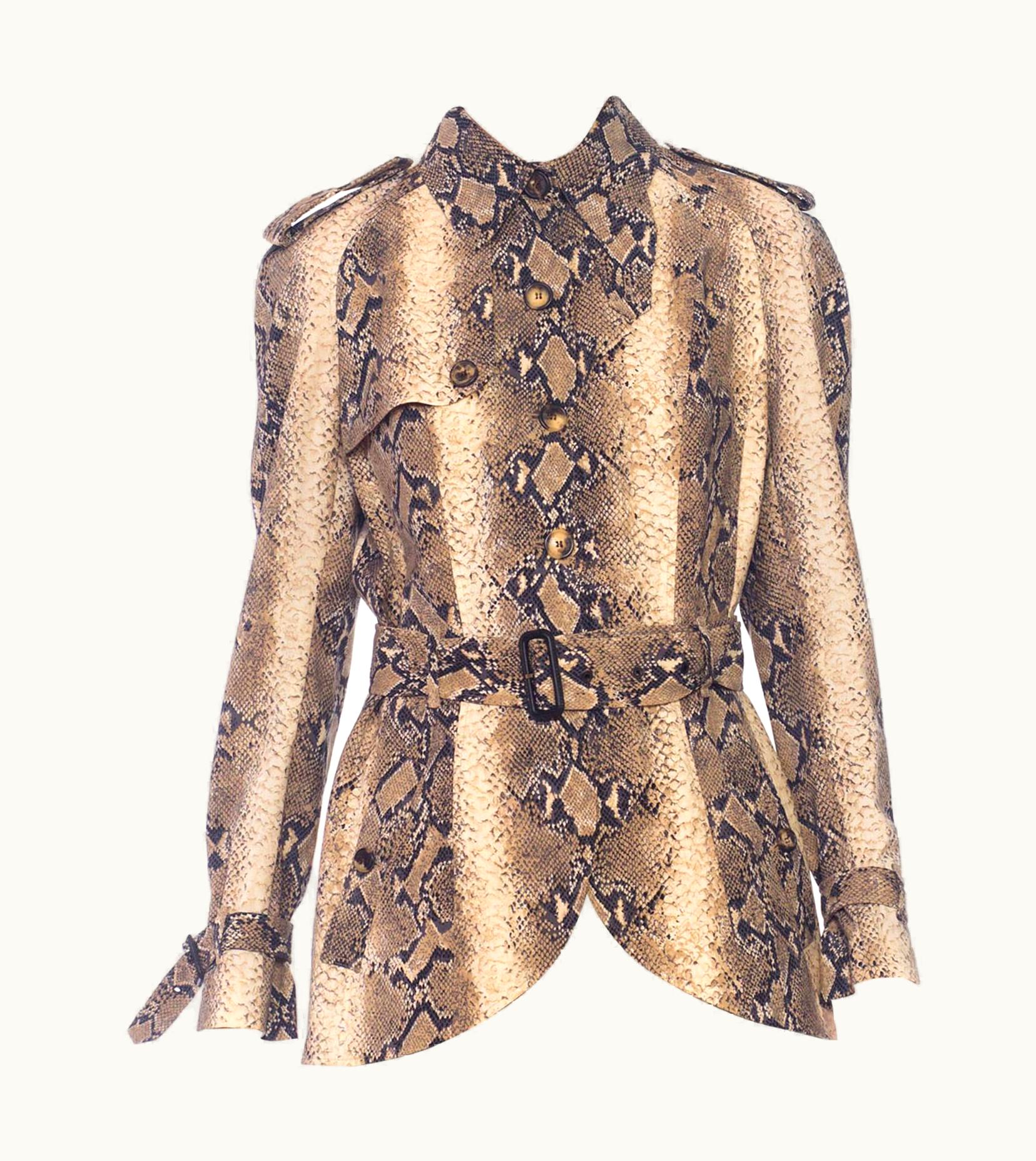 John Galliano 1990s John Galliano Deadstock Nwt Snake Snakeskin Print Light-Weight Wool Jacket