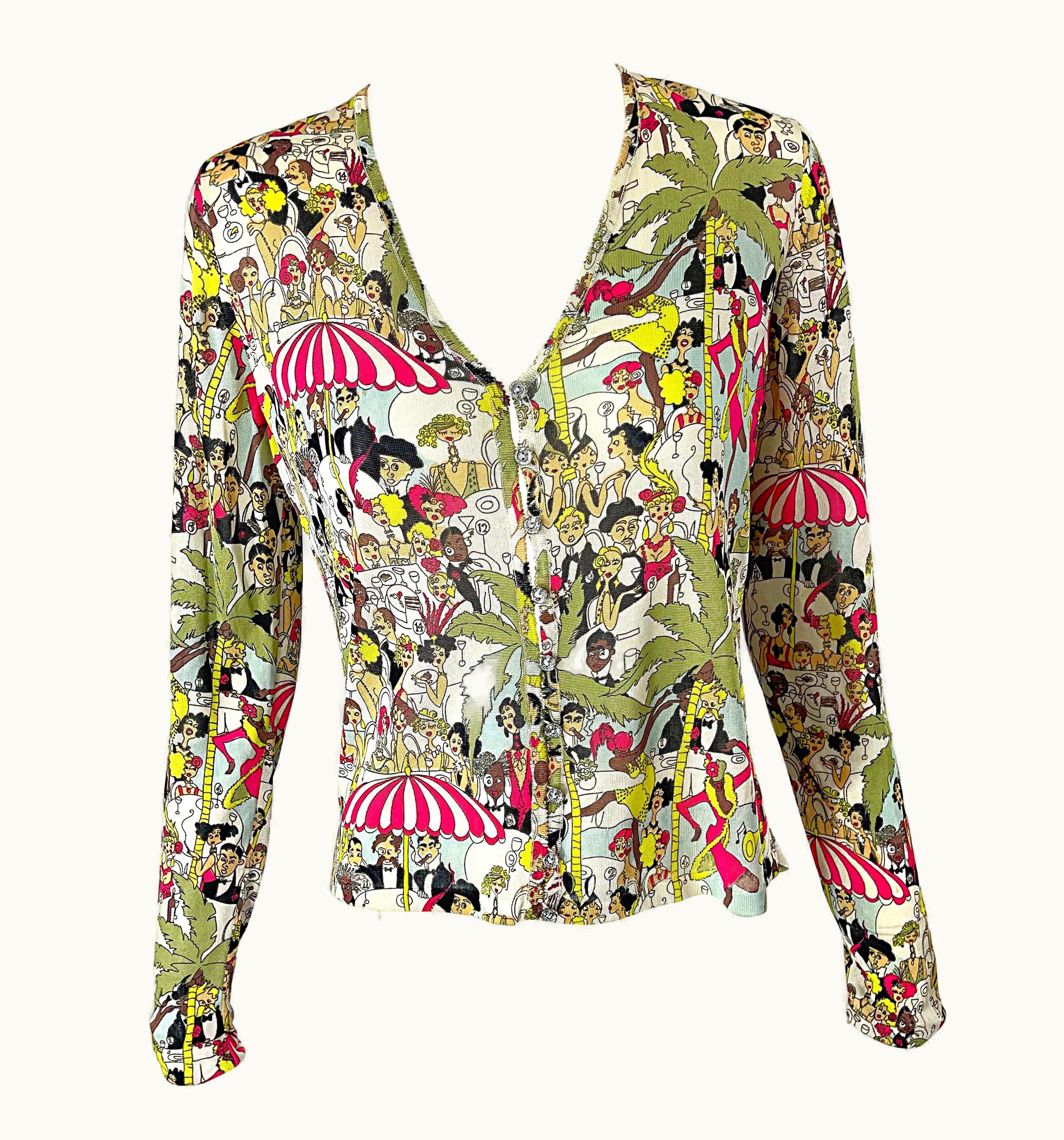 John Galliano John Galliano 1990s Gatsby Roaring 20s Print Rayon Vintage 90s Cardigan Top