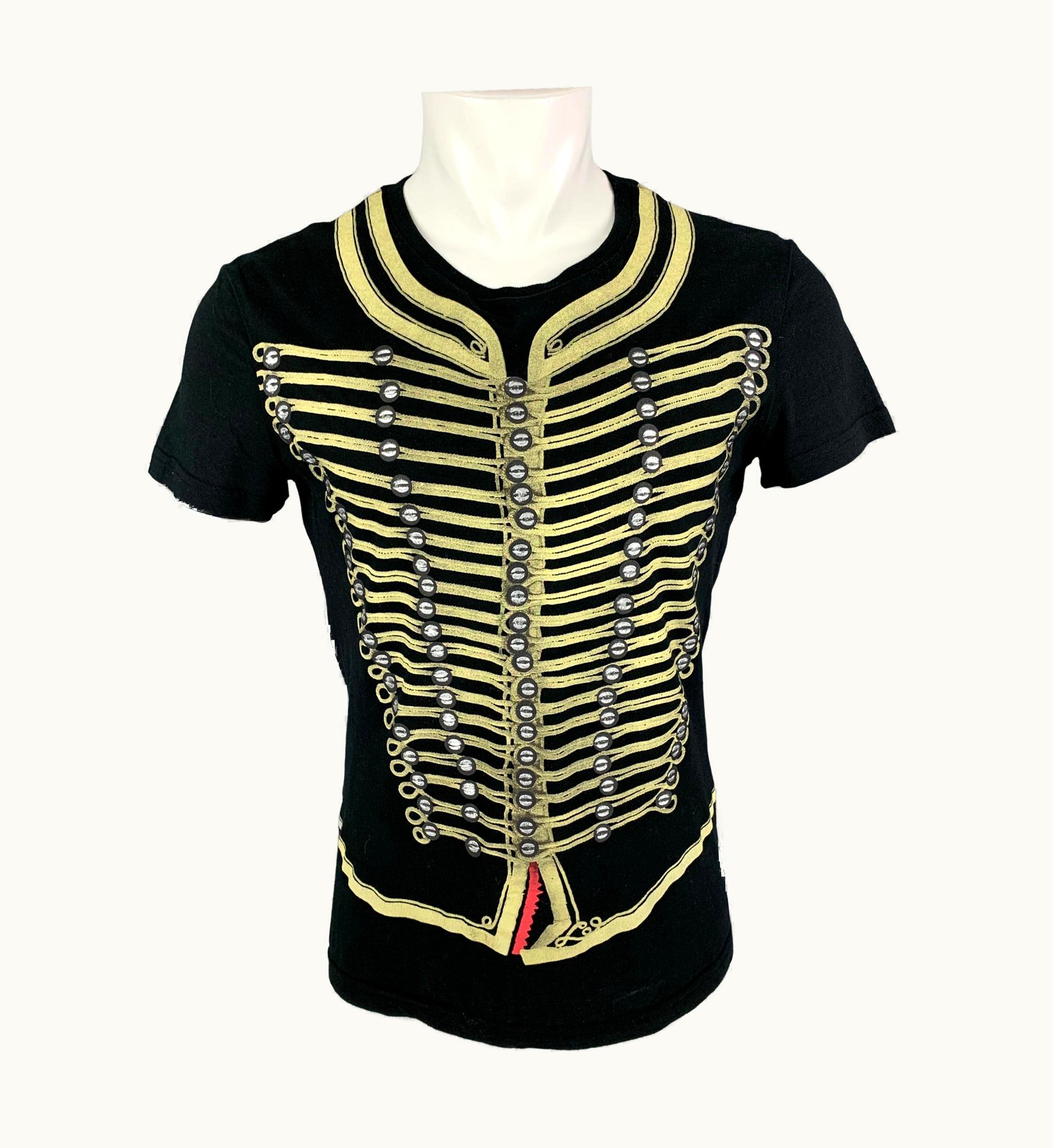 John Galliano John Galliano Black Gold Print Cotton Crew-Neck T-shirt