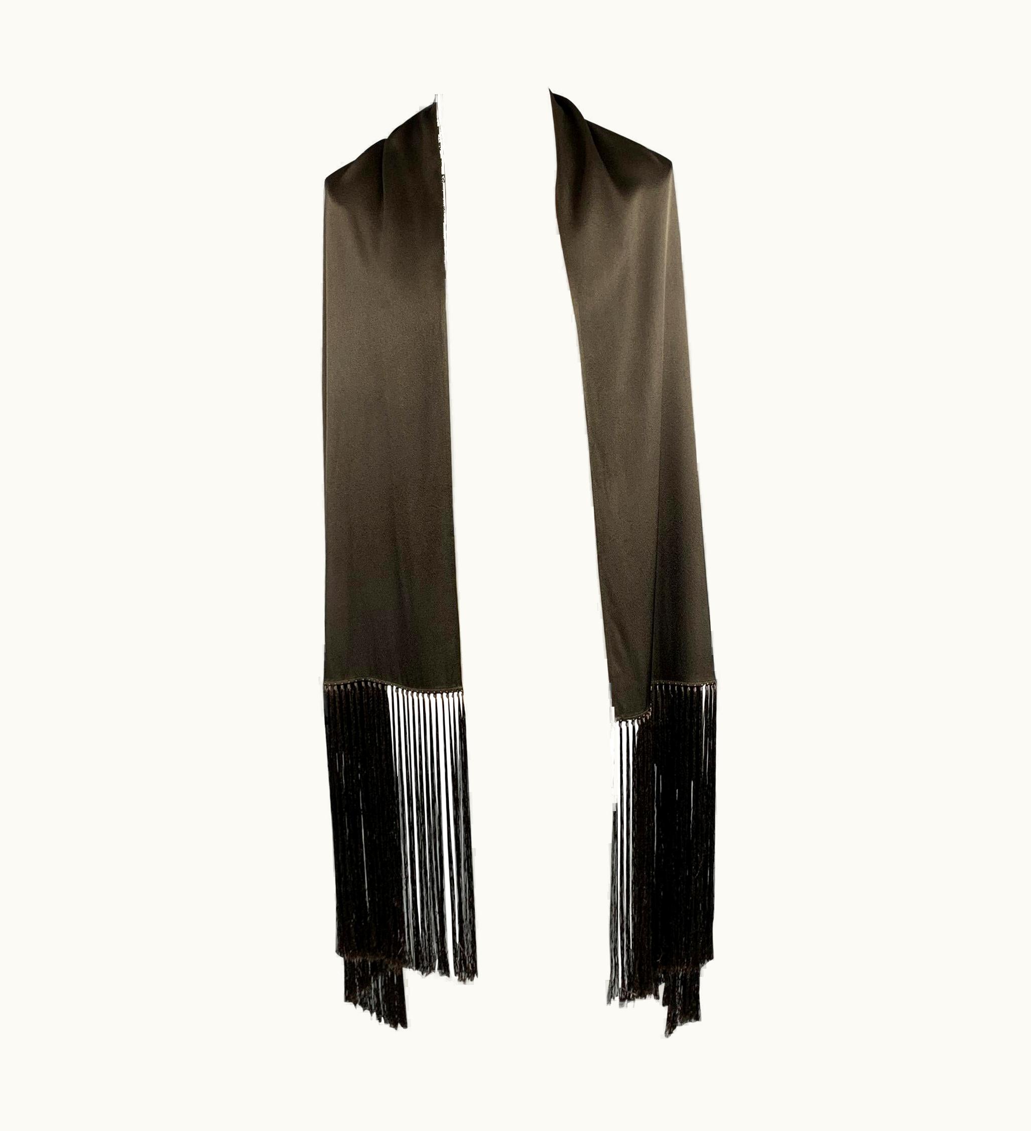 John Galliano John Galliano Solid Brown Fringe Scarf