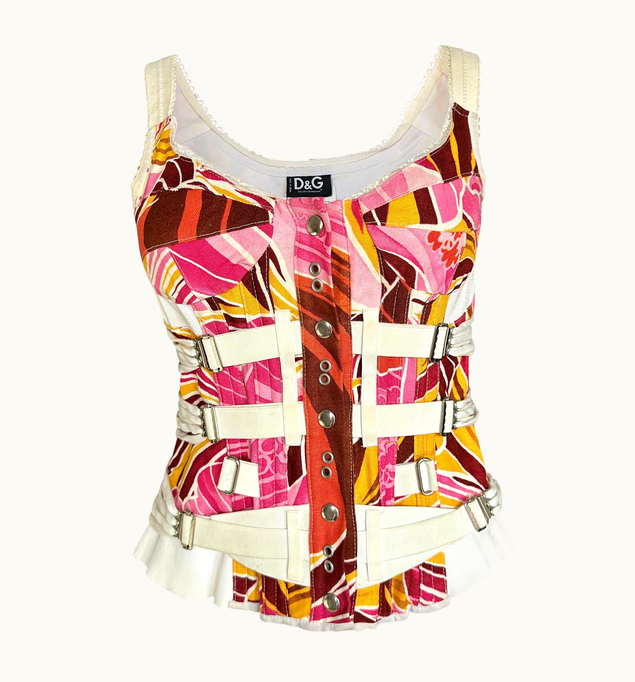 Dolce & Gabbana Vintage Dolce & Gabbana Pink Abstract Bondage Corset