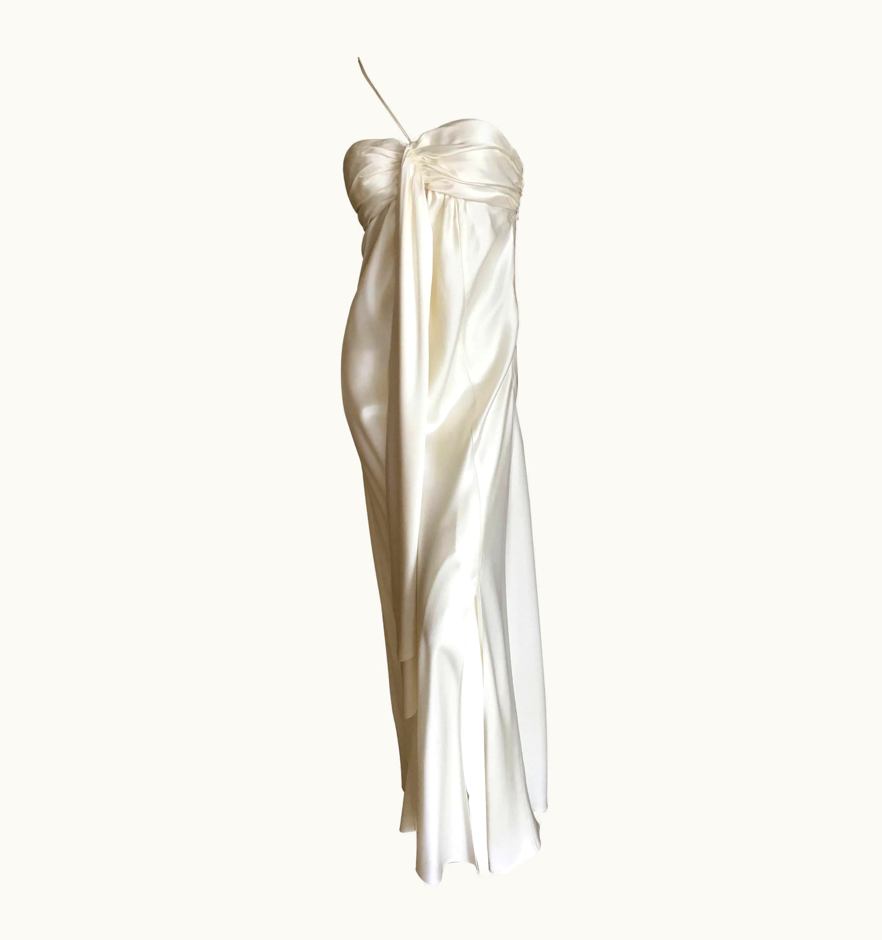John Galliano John Galliano 1990' Ivory Draped Goddess Gown