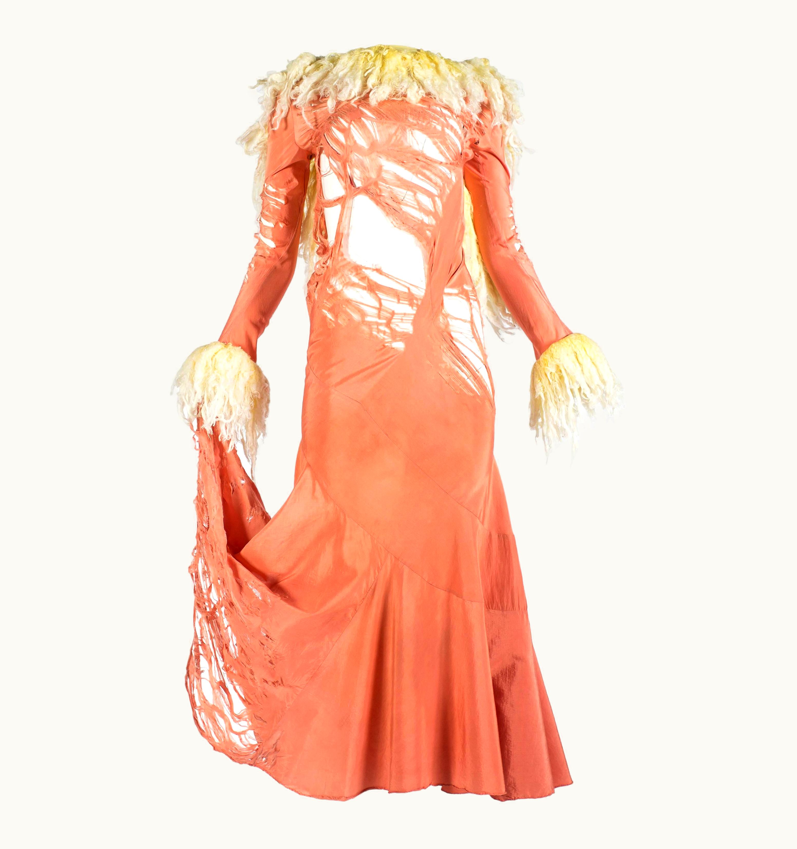 John Galliano John Galliano Distressed Silk Crepe De Chine Bias Cut Evening Dress, S/S 1992