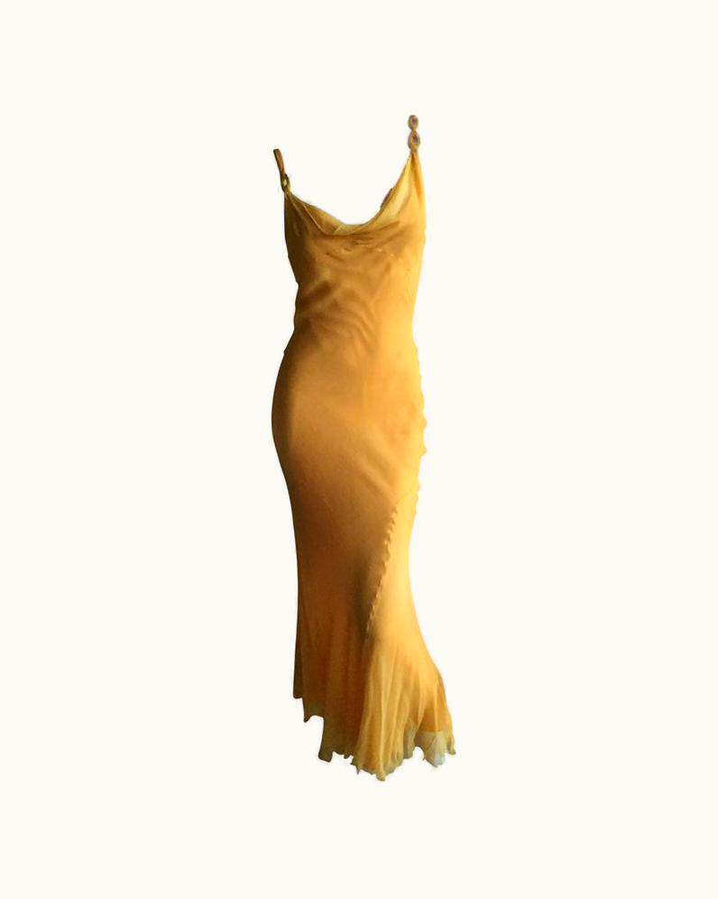 John Galliano John Galliano Marigold Silk Bias Cut Dress Circa 1994