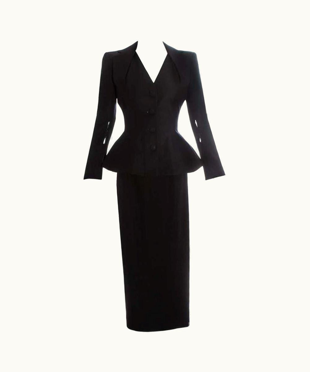 John Galliano John Galliano Black Wool 'Pin Up' Skirt Suit, S/S 1995 UZ0606786