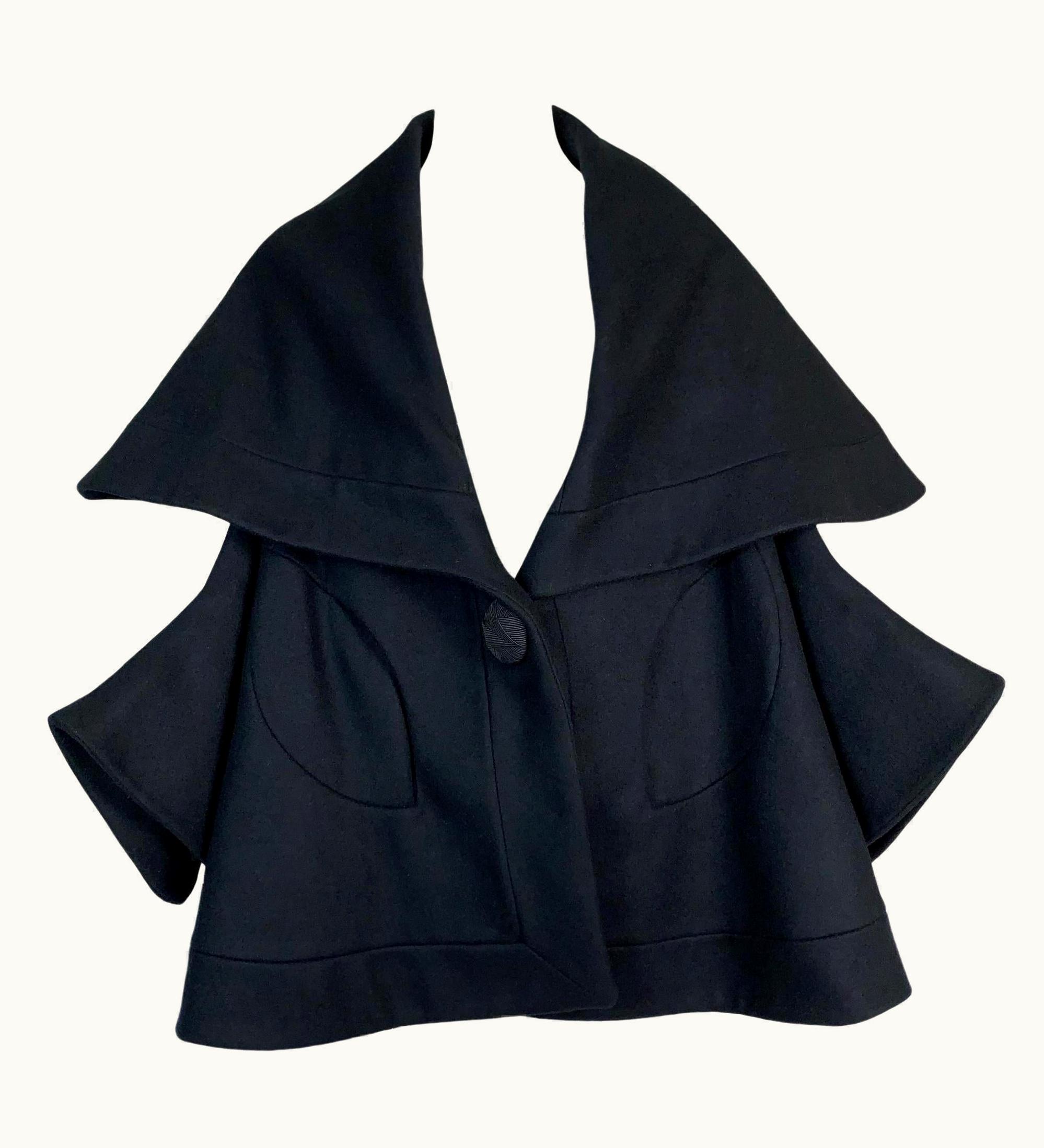 John Galliano Vintage AW 1995 John Galliano Runway Black Princess Coat Jacket