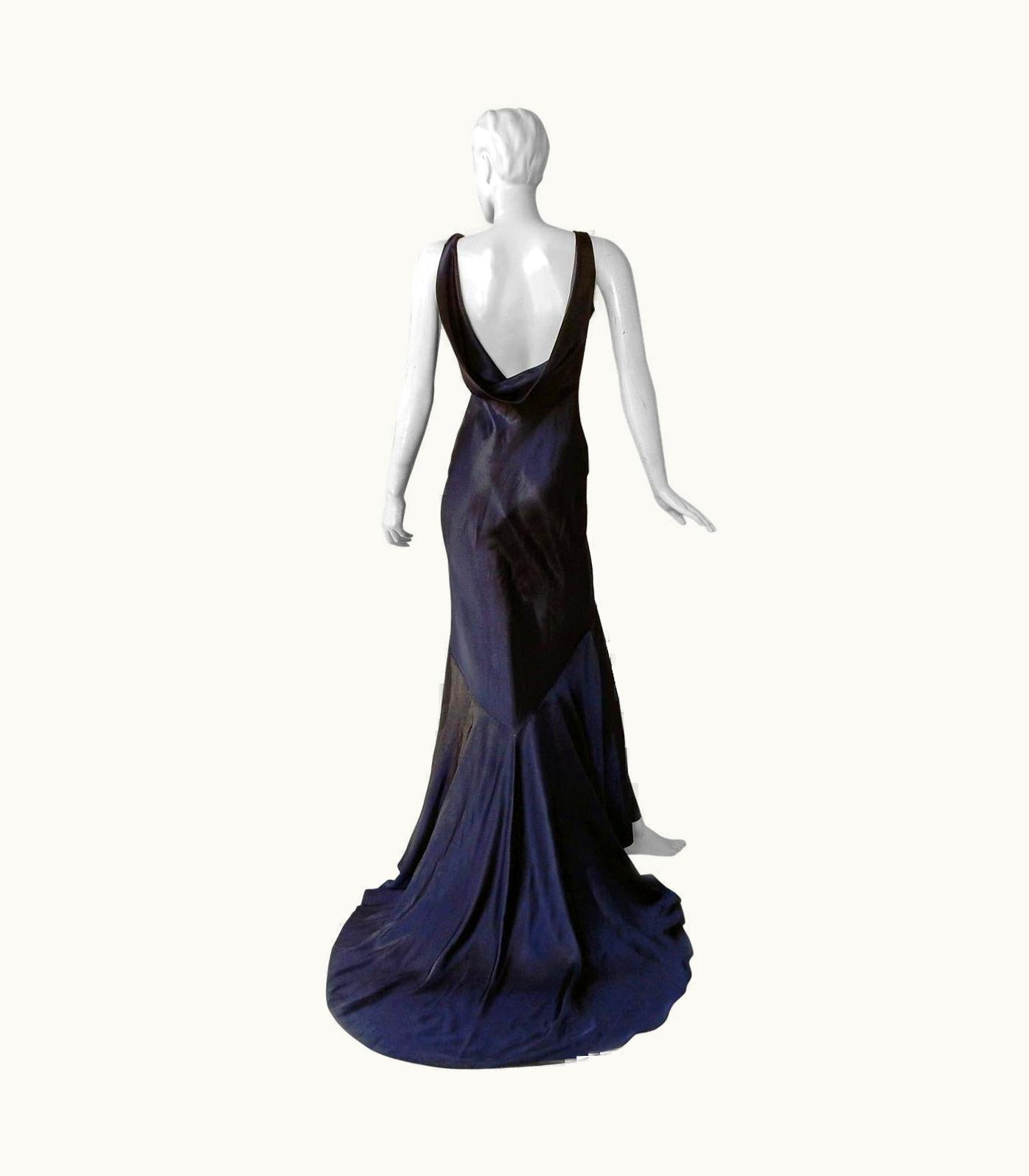 John Galliano John Galliano 1997 Navy Blue Dramatic Vintage 1930' Harlowesque Gown