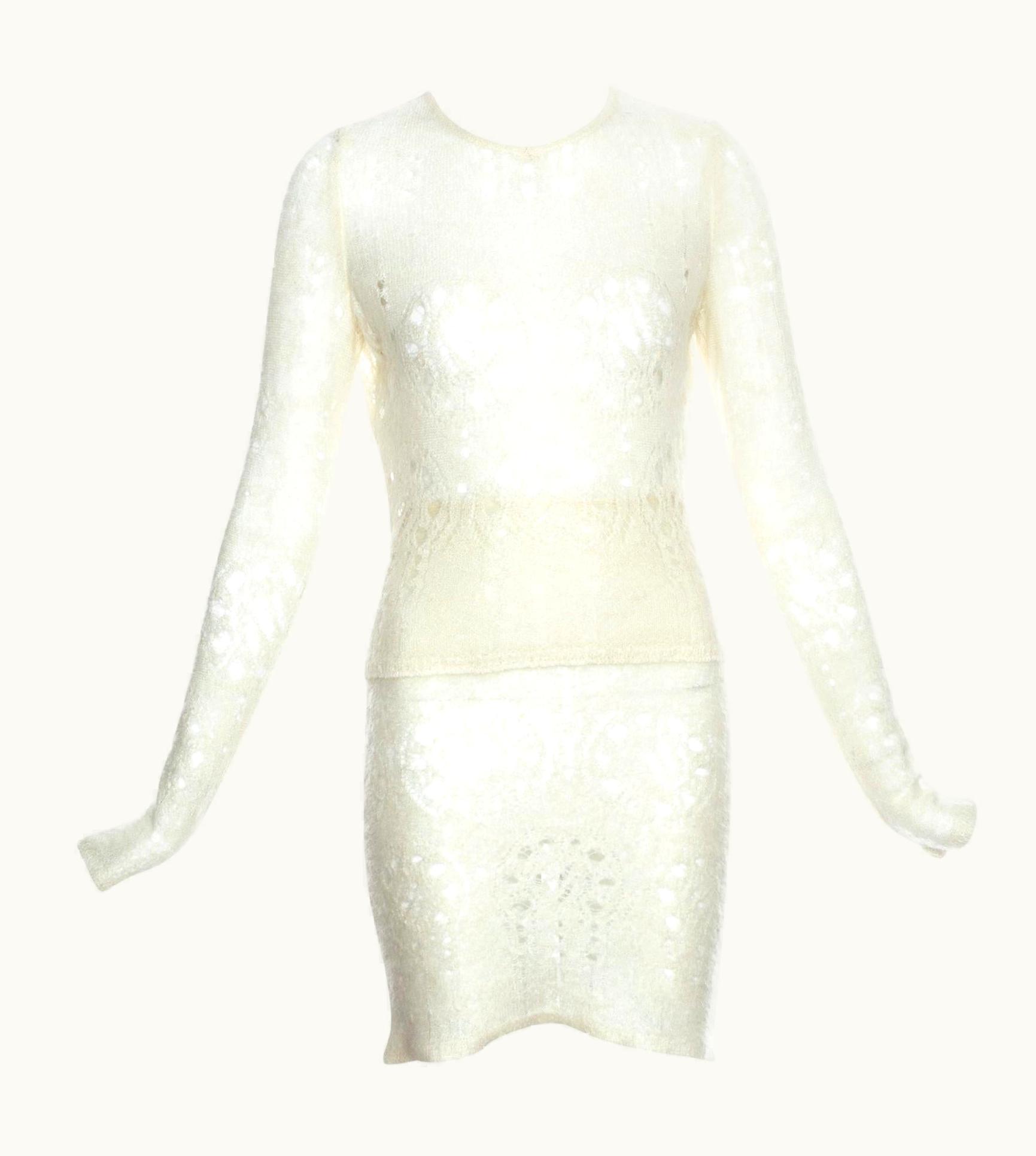 John Galliano John Galliano Cream Knitted Two-piece Skirt Set, AW 2000
