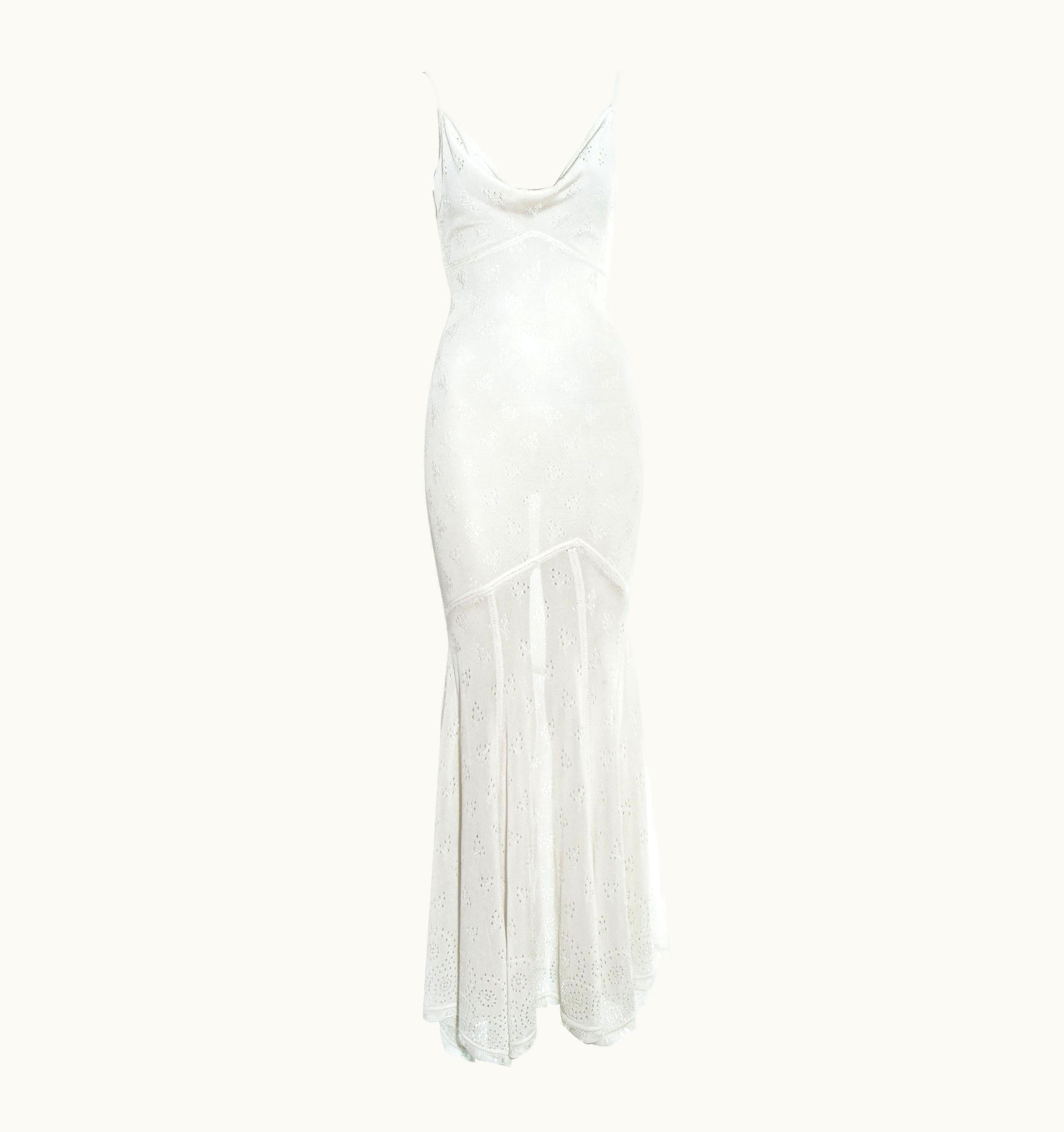 John Galliano John Galliano White Crochet Knitted Maxi Dress, S/S 2000