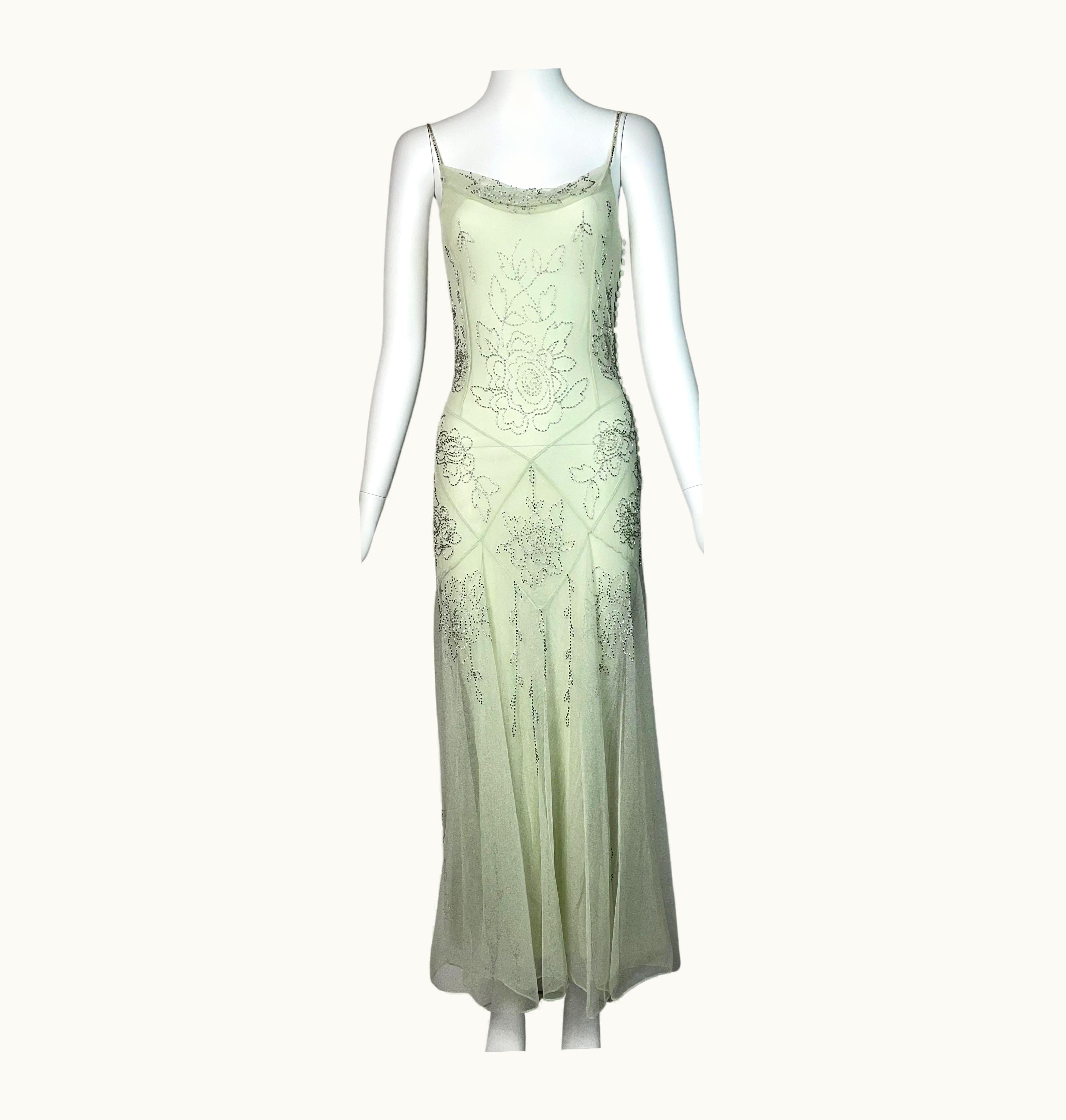 John Galliano S/S 2001 John Galliano Silk & Mesh Beaded Maxi Dress UZ0606846