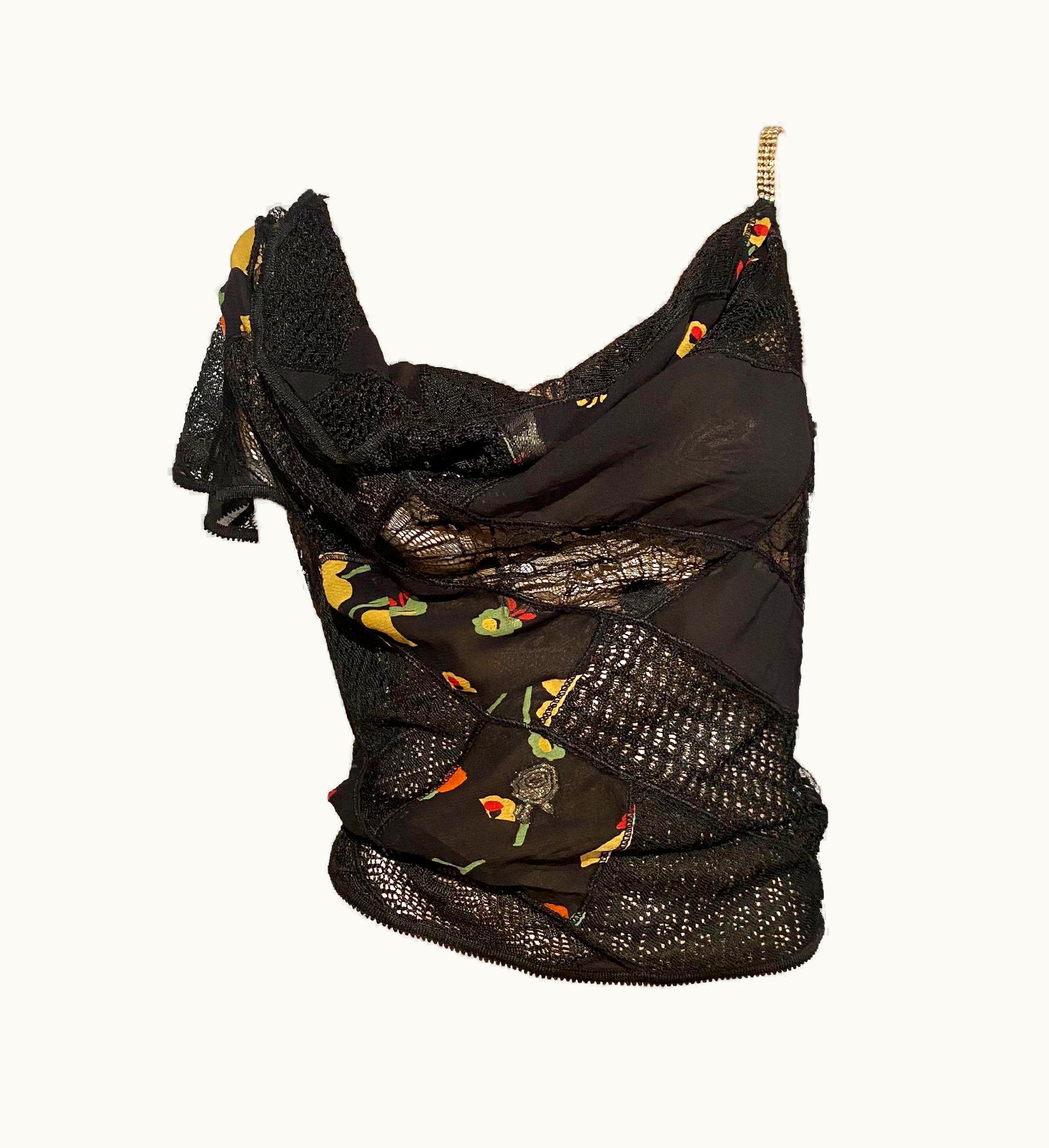 John Galliano S/S 2003 Asymmetric Silk Patchwork Top