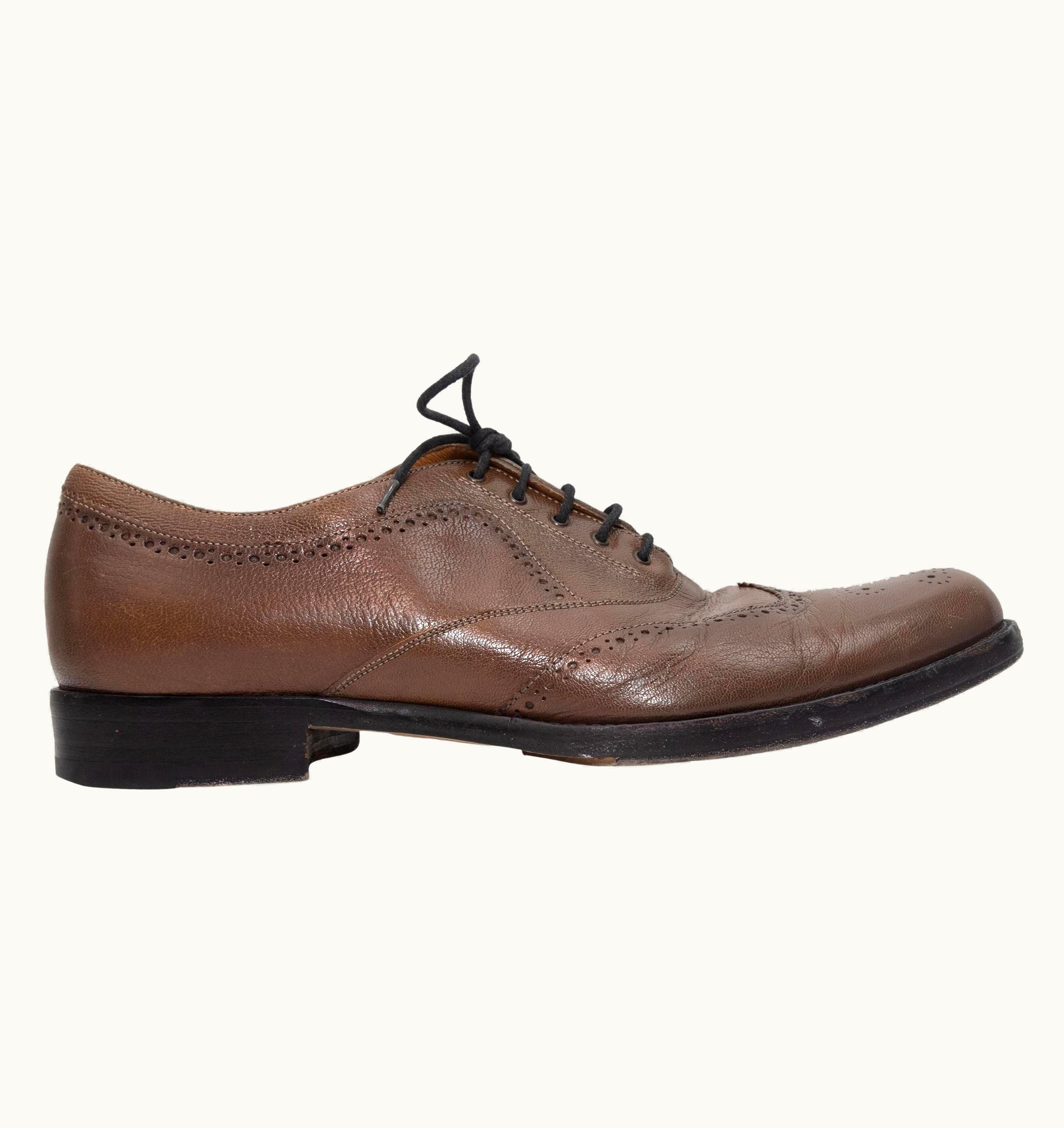 Alexander McQueen Alexander McQueen Brown Leather Wingtip Oxfords