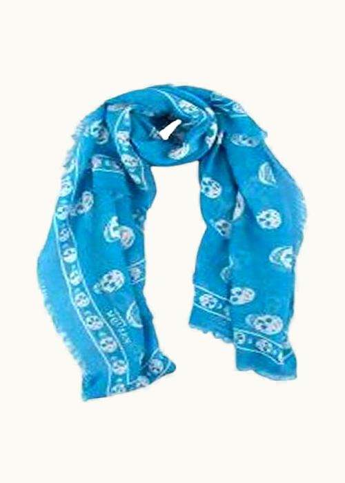Alexander McQueen Alexander McQueen Blue & White Skull Scarf