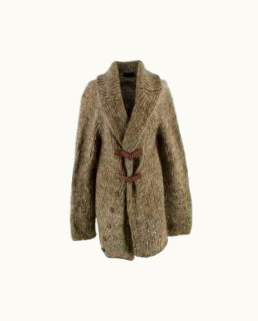 Alexander McQueen Alexander McQueen Green Mohair Oversize Buckle Cardigan