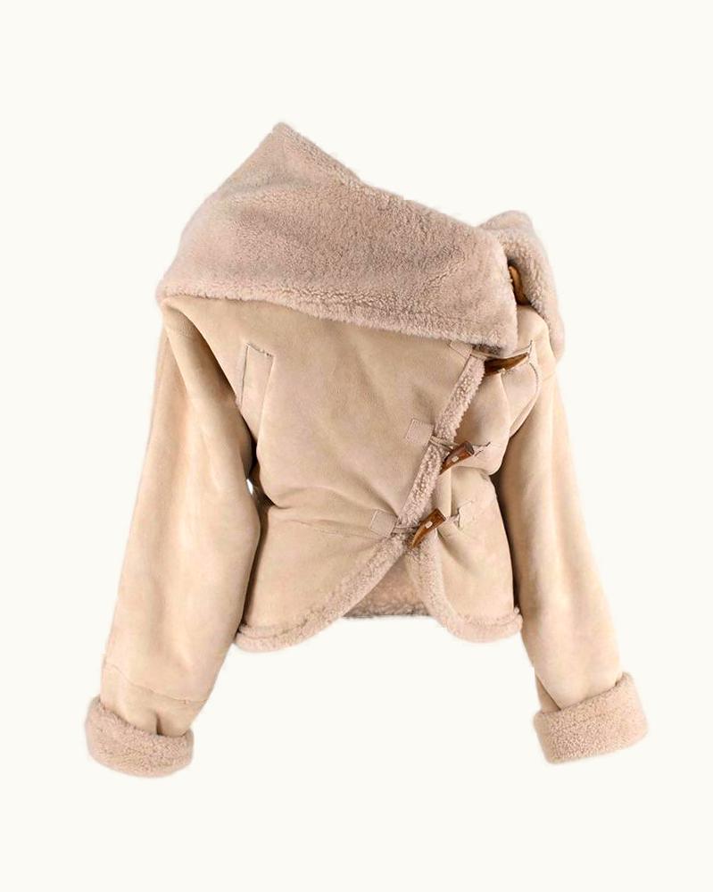 Alexander McQueen Alexander McQueen Beige Shearling Short Duffle Coat