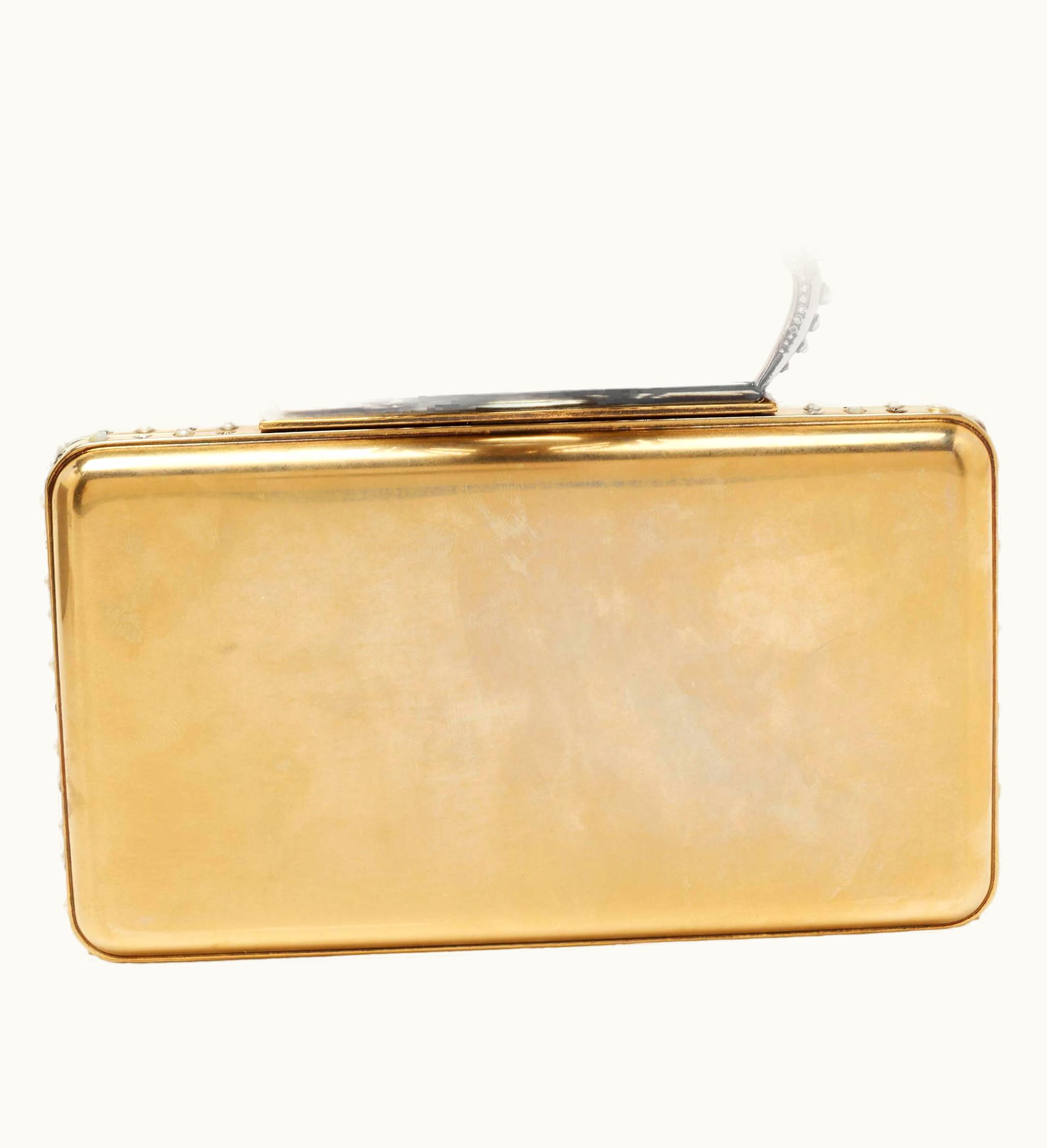 Alexander McQueen Alexander McQueen Gold Metal Small Jewelled Clutch
