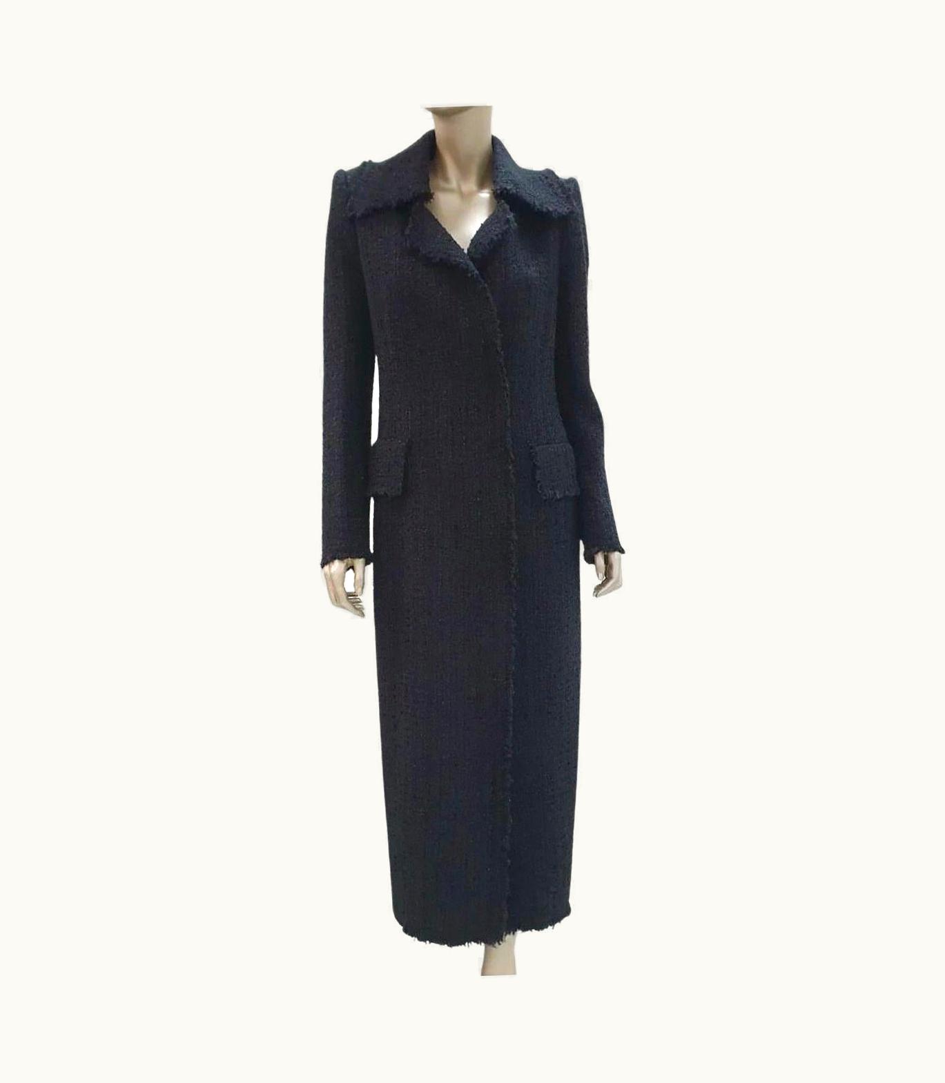 Alexander McQueen Alexander Mcqueen Solid Black Tweed Long Coat