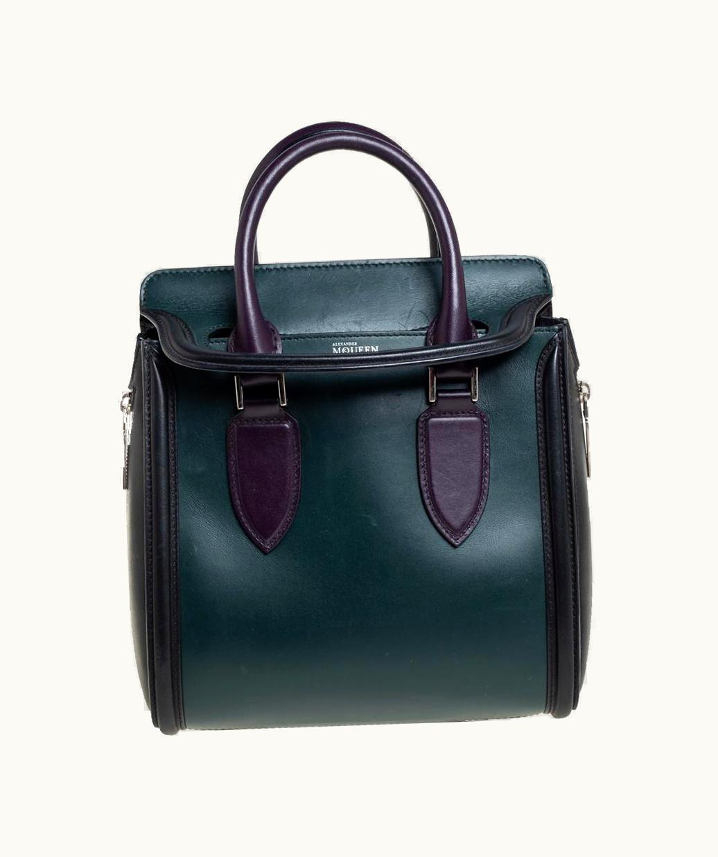 Alexander McQueen Alexander McQueen Black/Green Leather Small Heroine Satchel