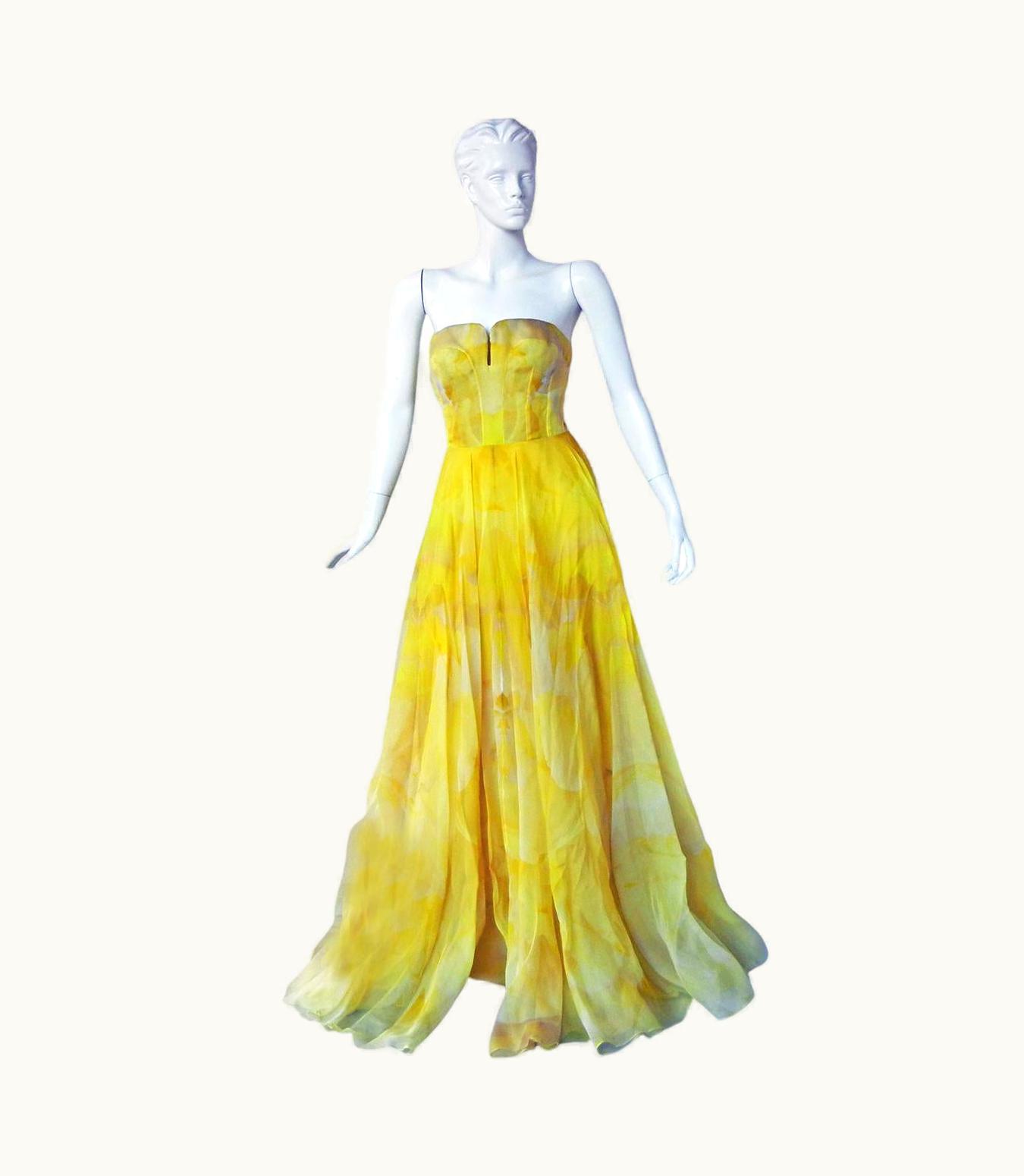 Alexander McQueen Alexander McQueen Stunning Poppy Print Daffodil Gown Nwt