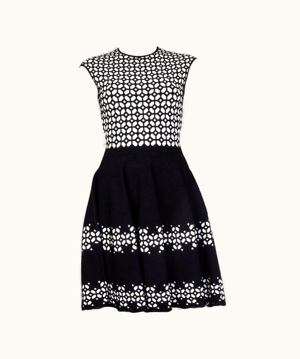 Alexander McQueen Alexander Mcqueen Black & White Jacquard Knit Dress