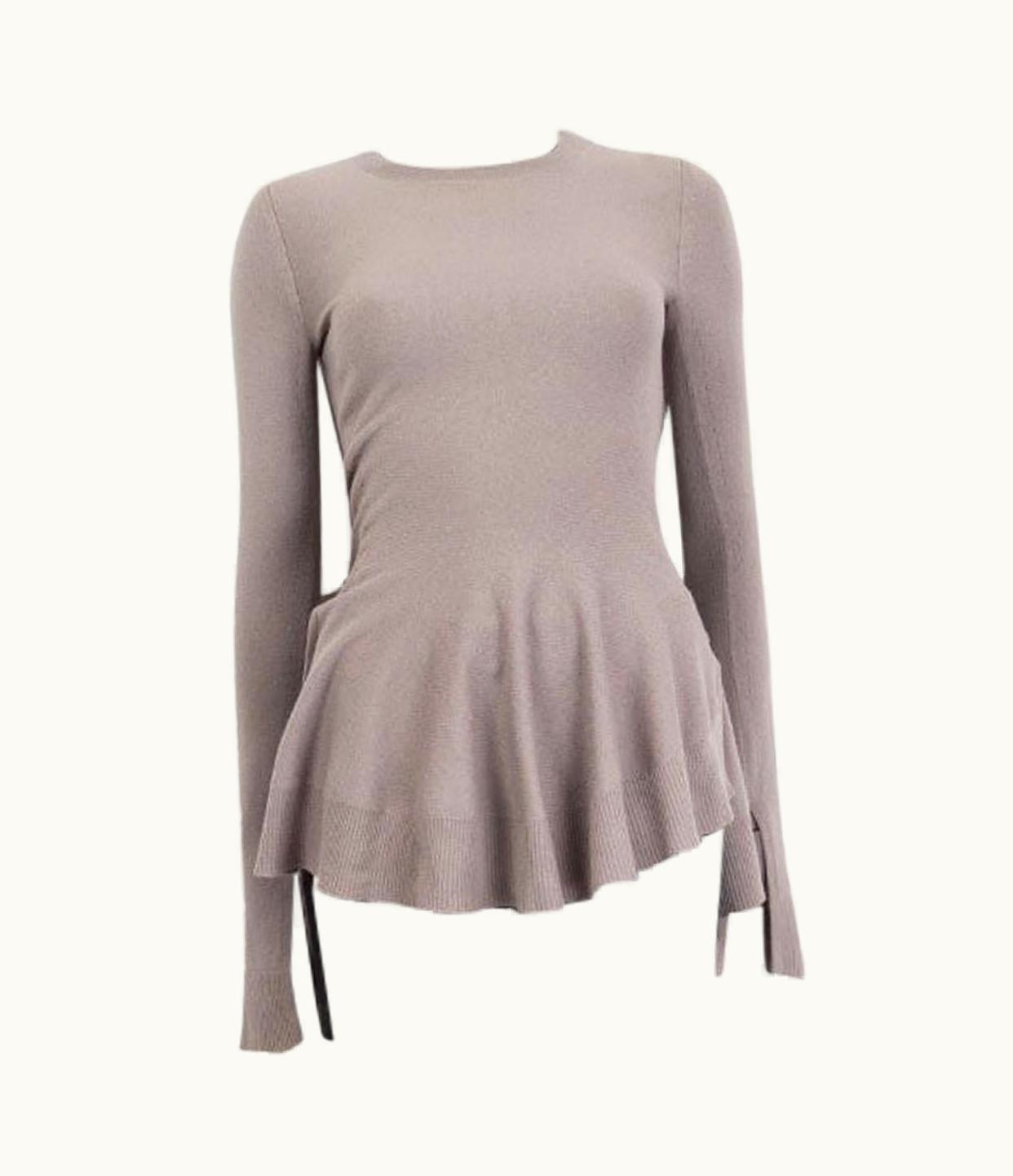 Alexander McQueen Alexander McQueen Grey Wool & Cashmere Peplum Sweater