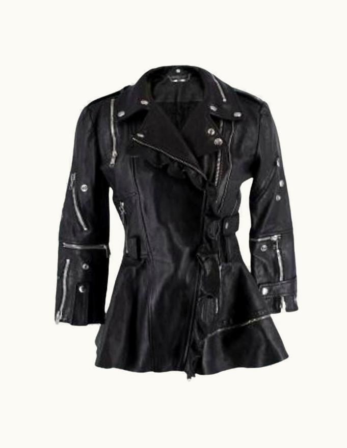 Alexander McQueen Alexander McQueen Multi Zip Cropped Sleeve Leather Jacket