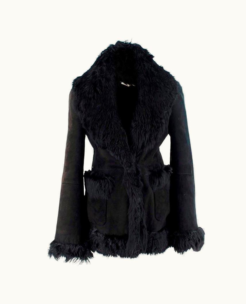 Alexander McQueen Alexander McQueen Vintage Black Suede & Goat Fur Jacket