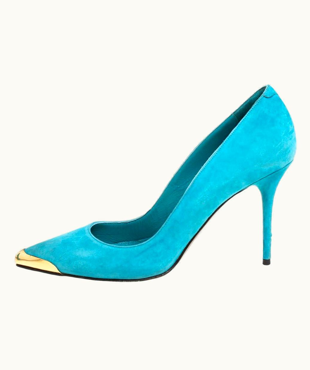 Alexander McQueen Alexander McQueen Blue Sued Pointed Toe Pumps