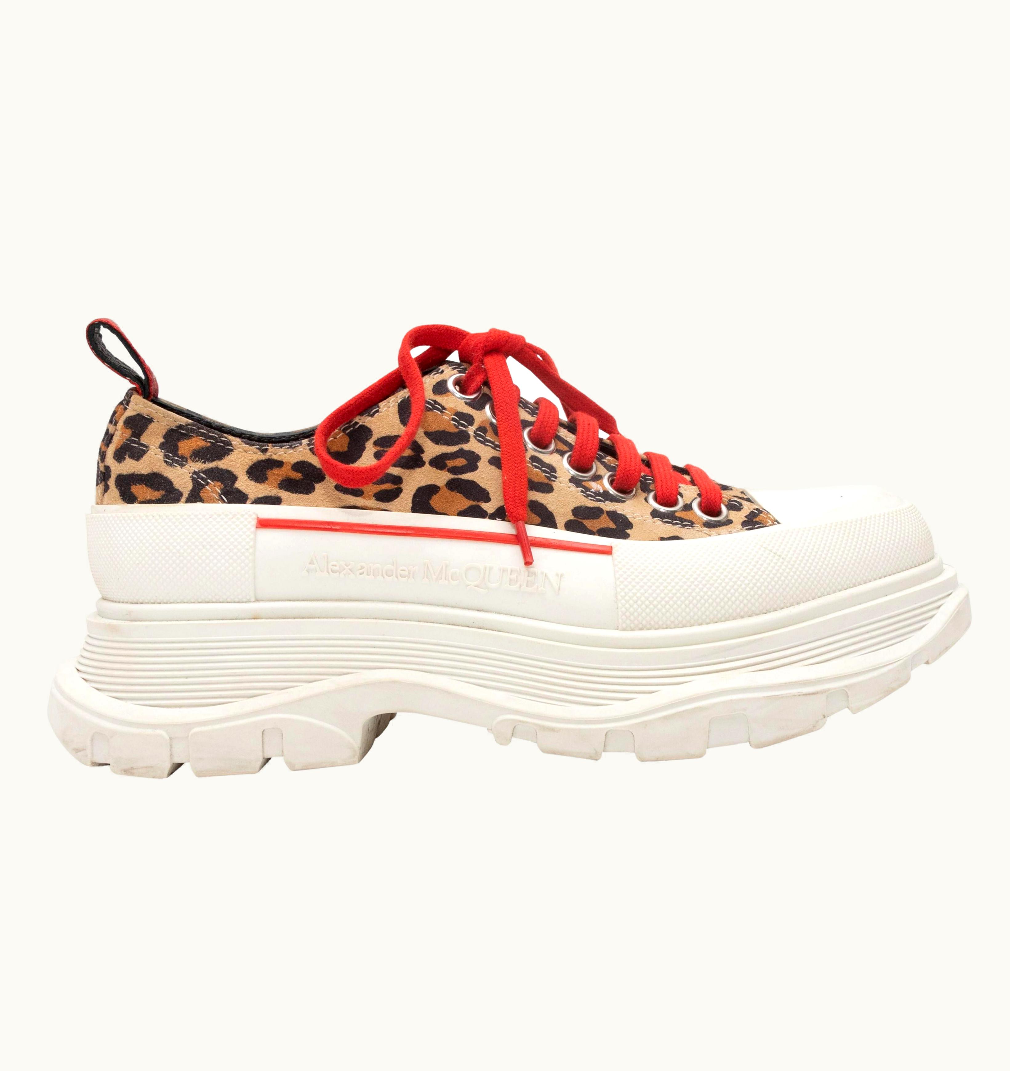 Alexander McQueen Alexander McQueen Tan & Multicolor Leopard Print Low-Top Sneakers